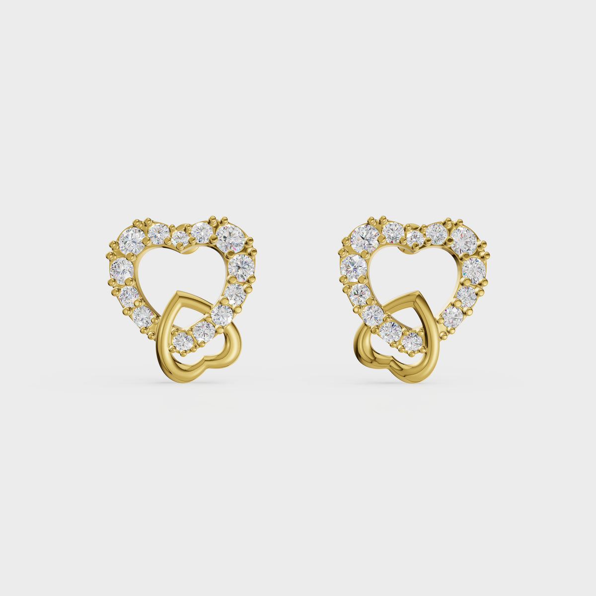 Halo Heart Dainty Diamond Studs