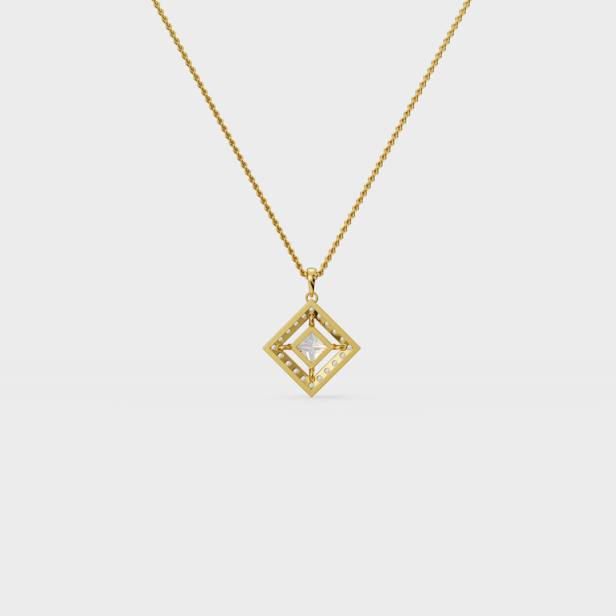 Square Halo princess diamond Pendant