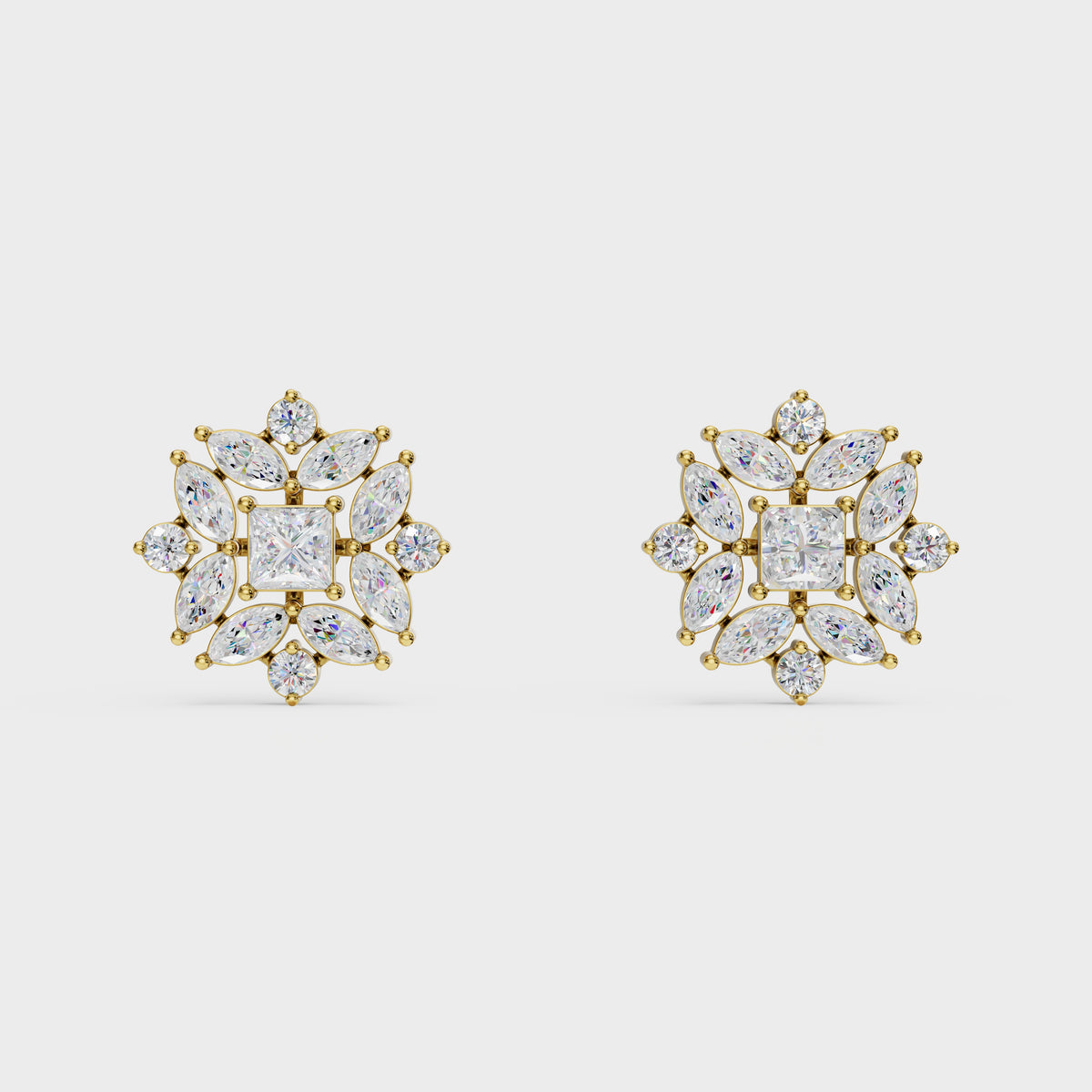 Floral Diamond Stud Earrings