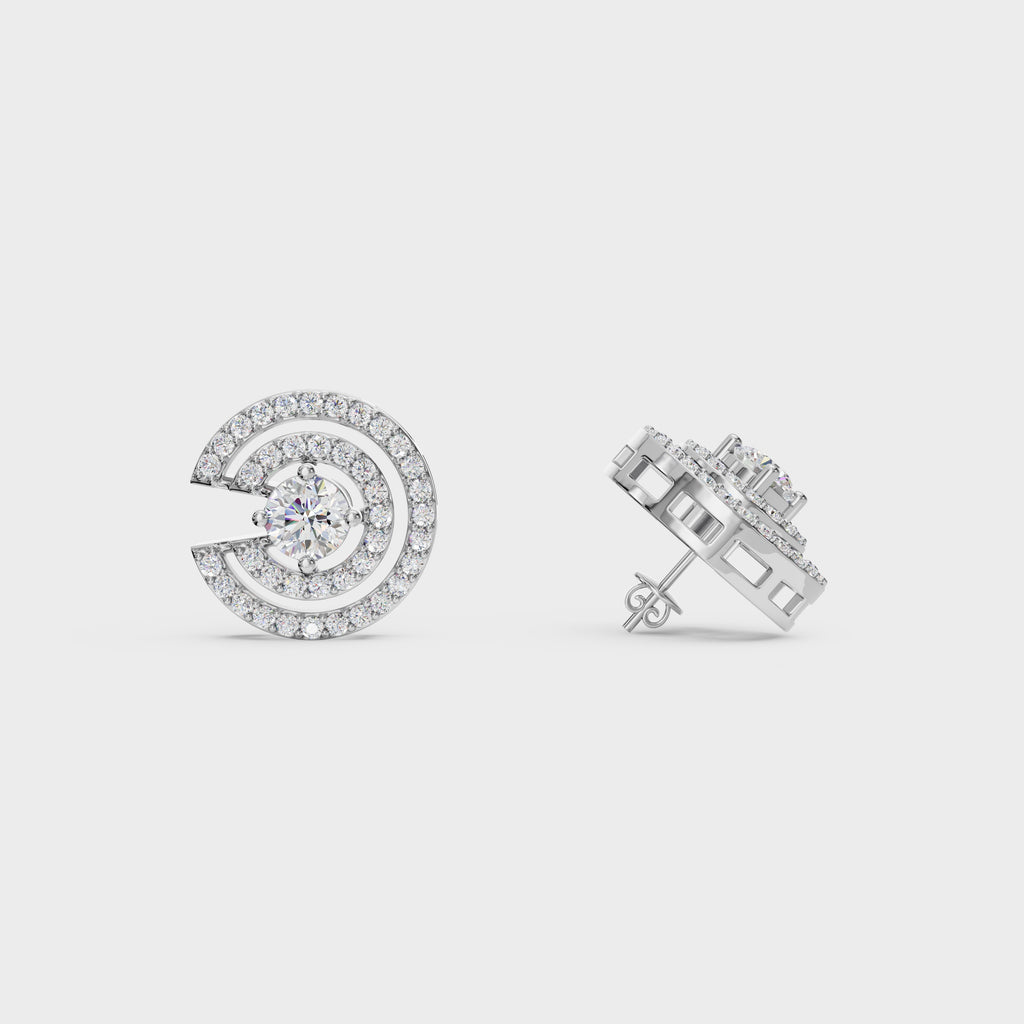 Spiral Sparkle Diamond Stud Earring