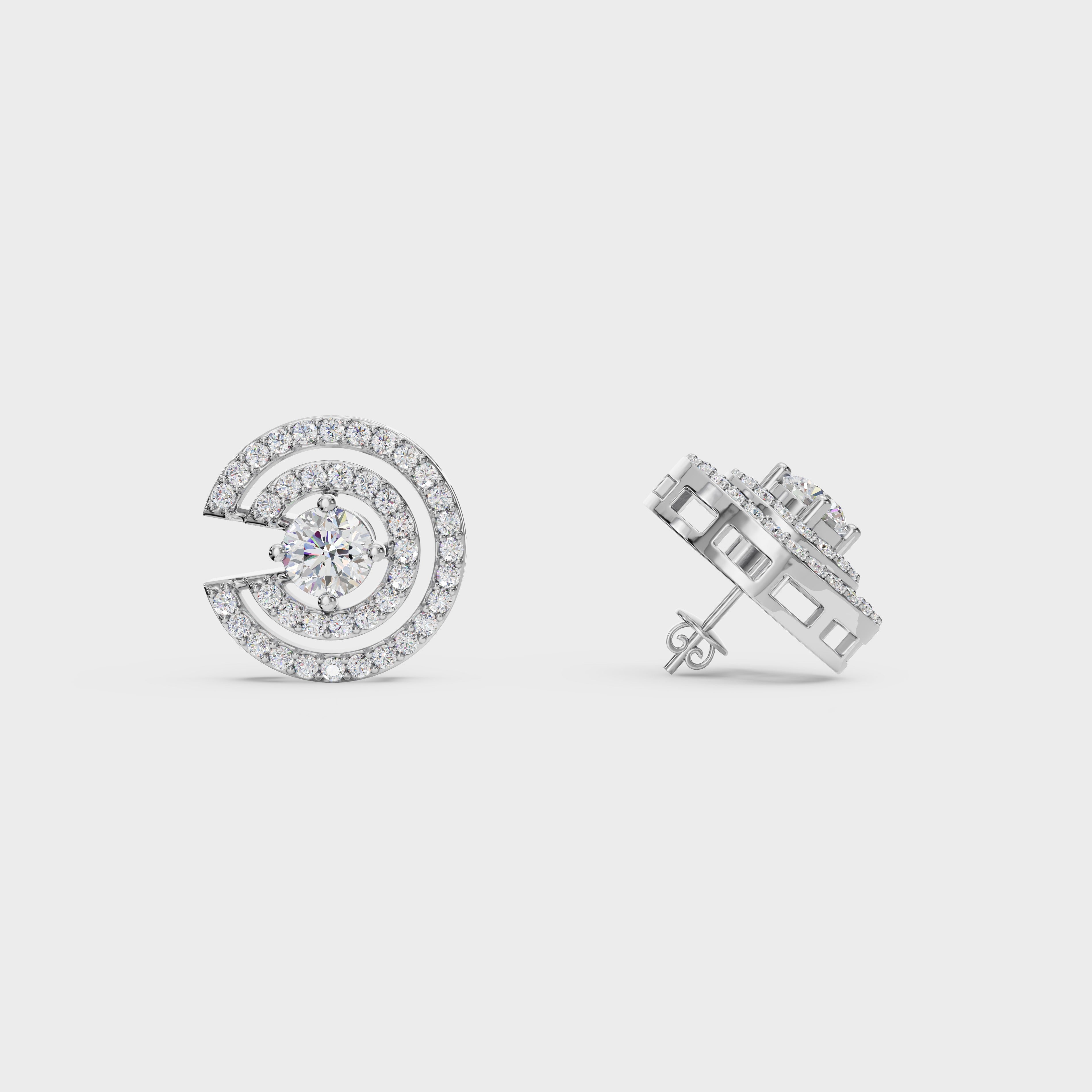 Spiral Sparkle Diamond Stud Earring