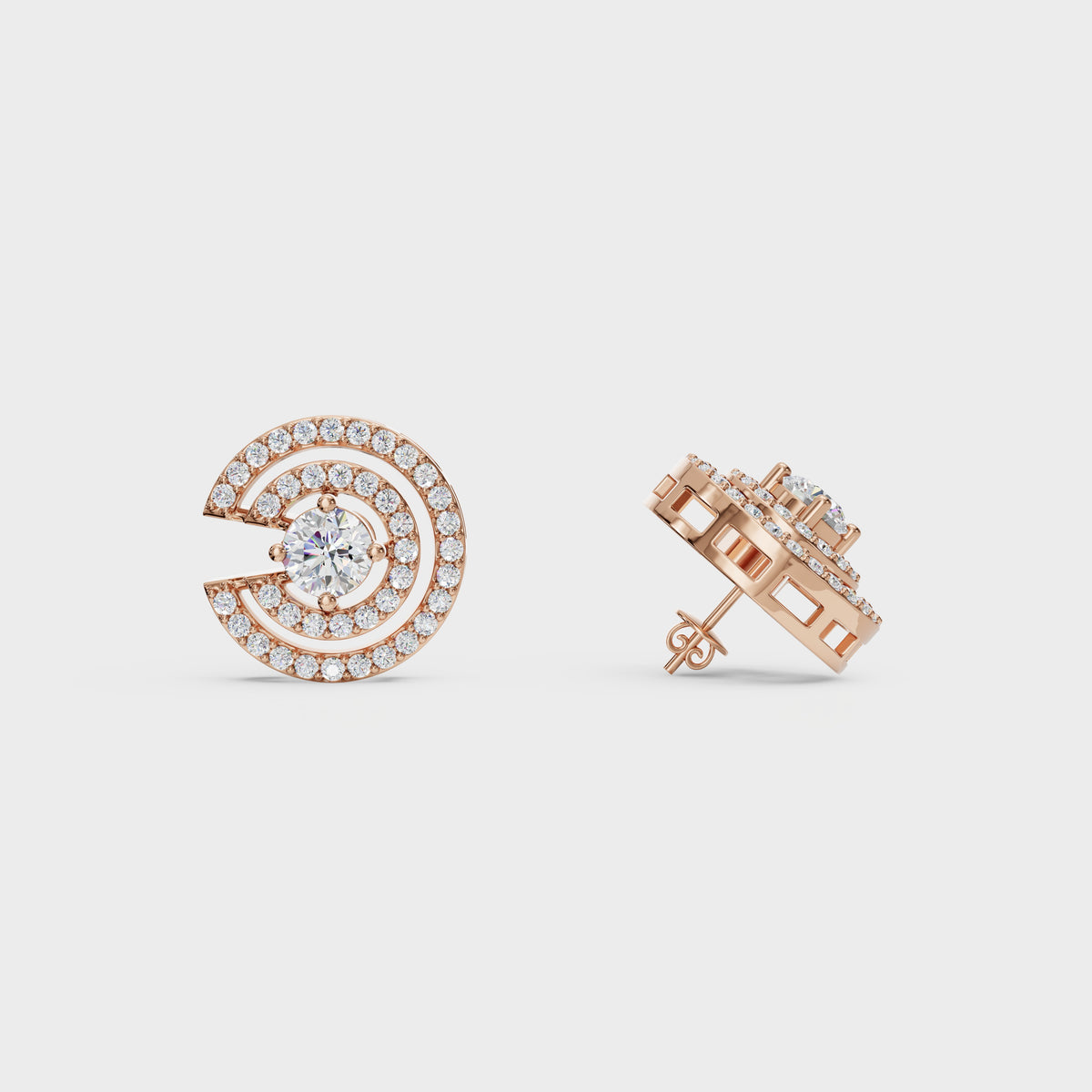 Spiral Sparkle Diamond Stud Earring