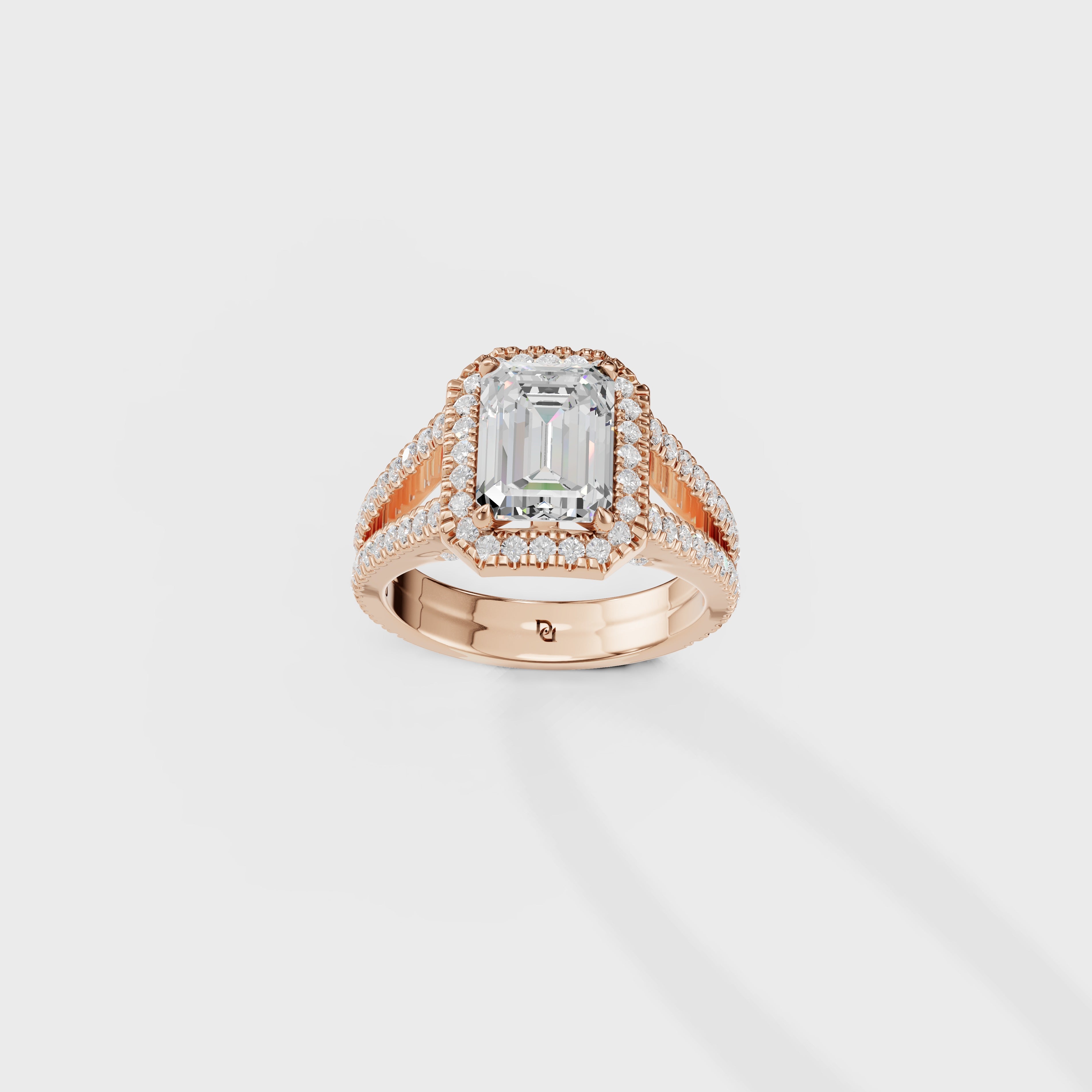 Elegance Emerald Cut Engagement Ring