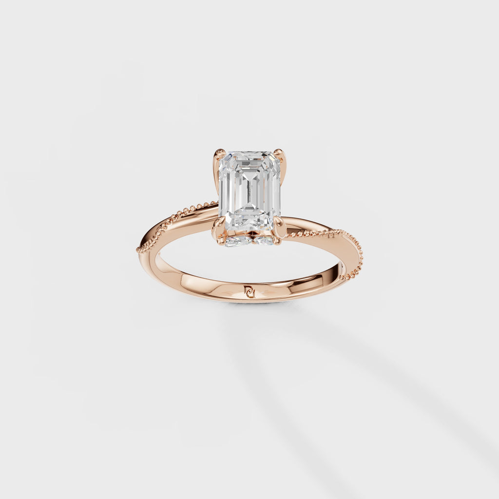 Emerald Cut Crossover Engagement Ring