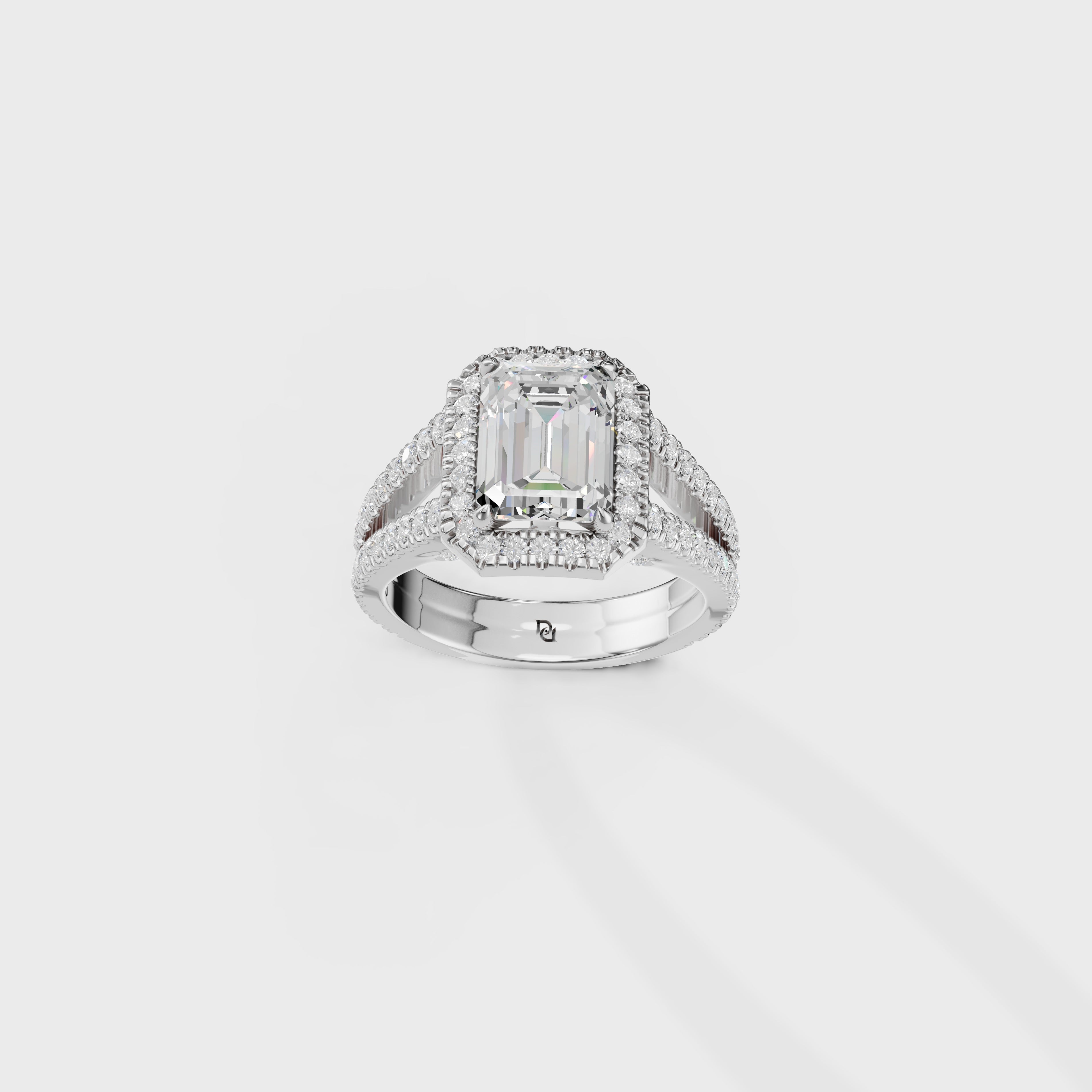 Elegance Emerald Cut Engagement Ring