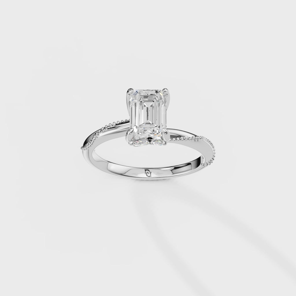 Emerald Cut Crossover Engagement Ring