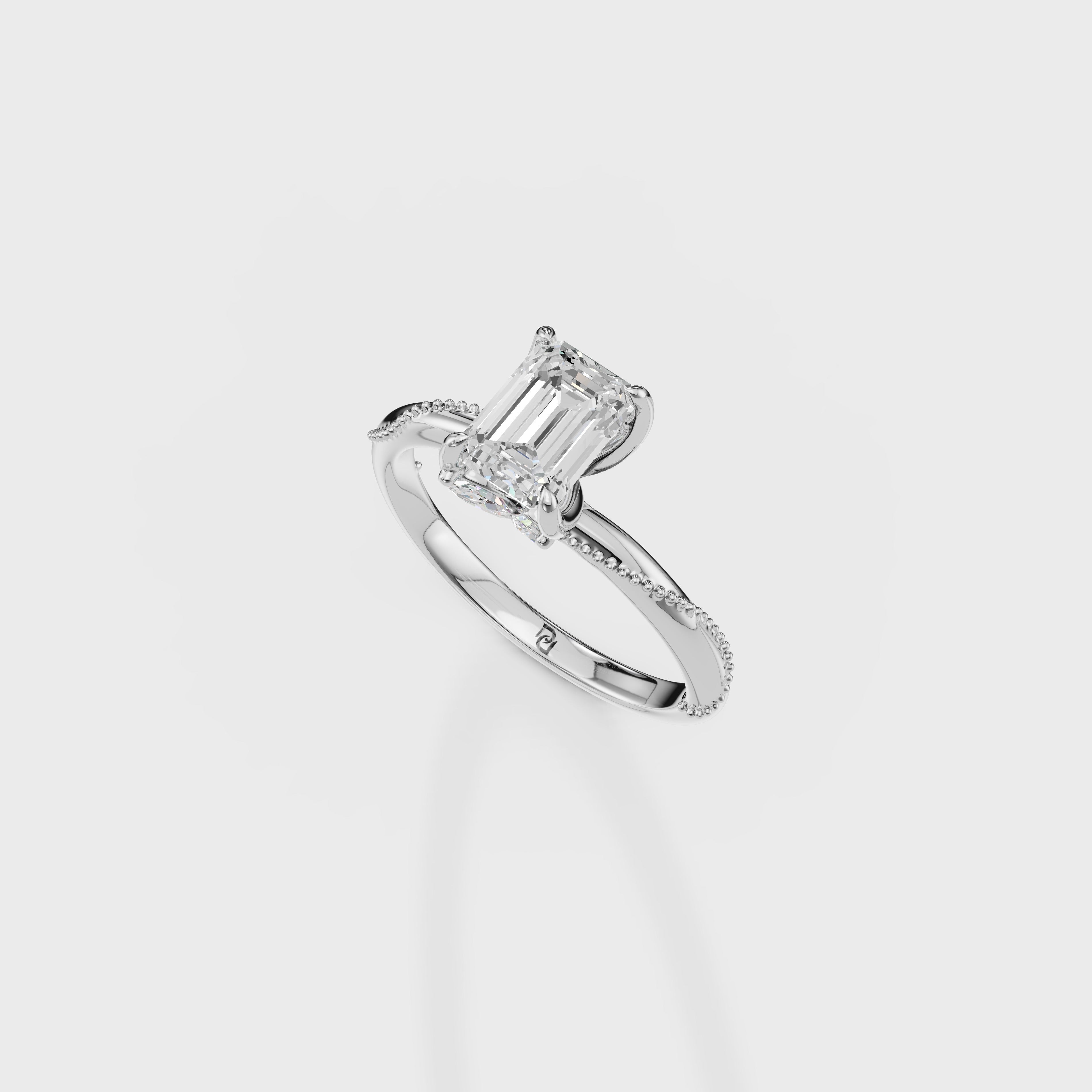 Emerald Cut Crossover Engagement Ring