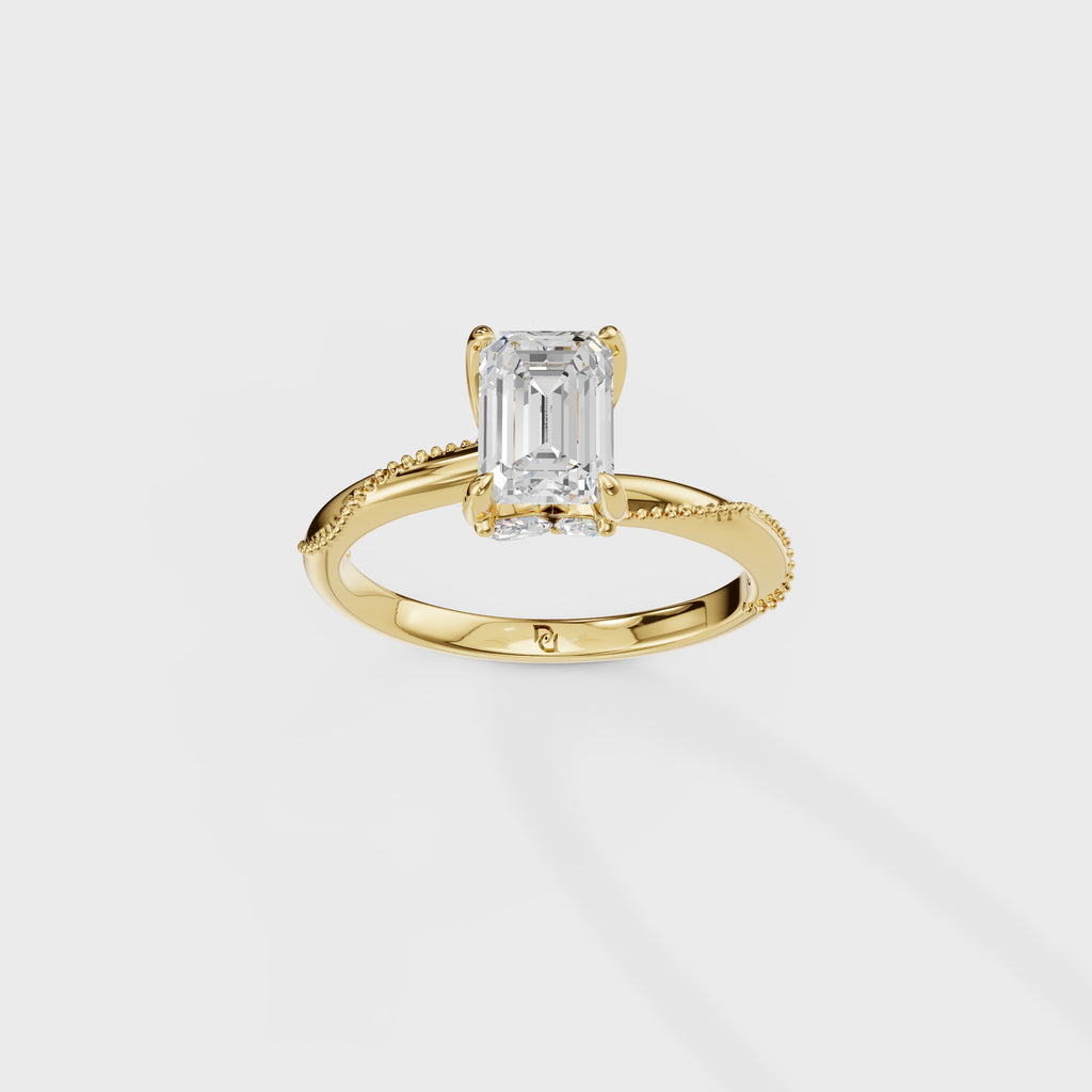 Emerald Cut Crossover Engagement Ring