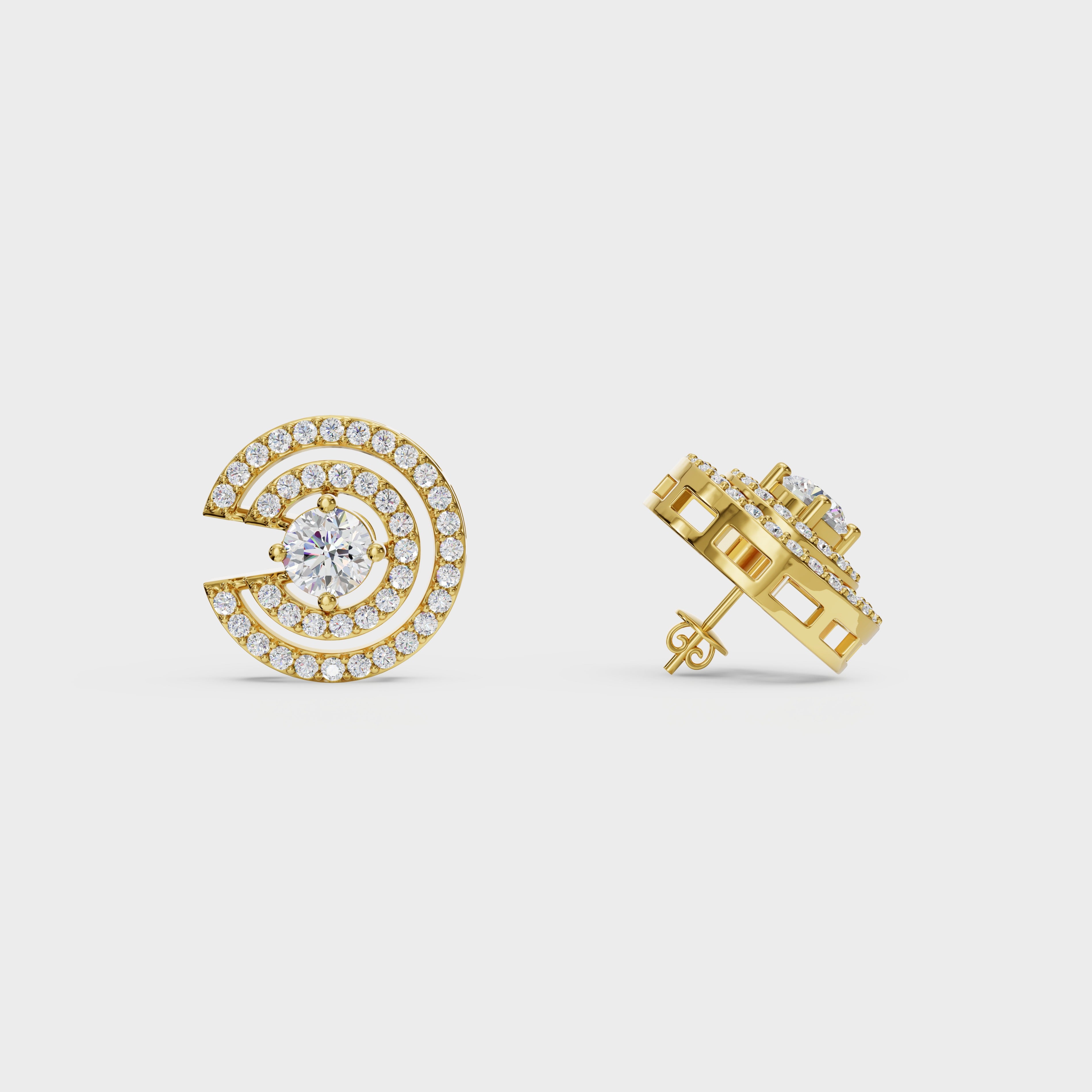 Spiral Sparkle Diamond Stud Earring