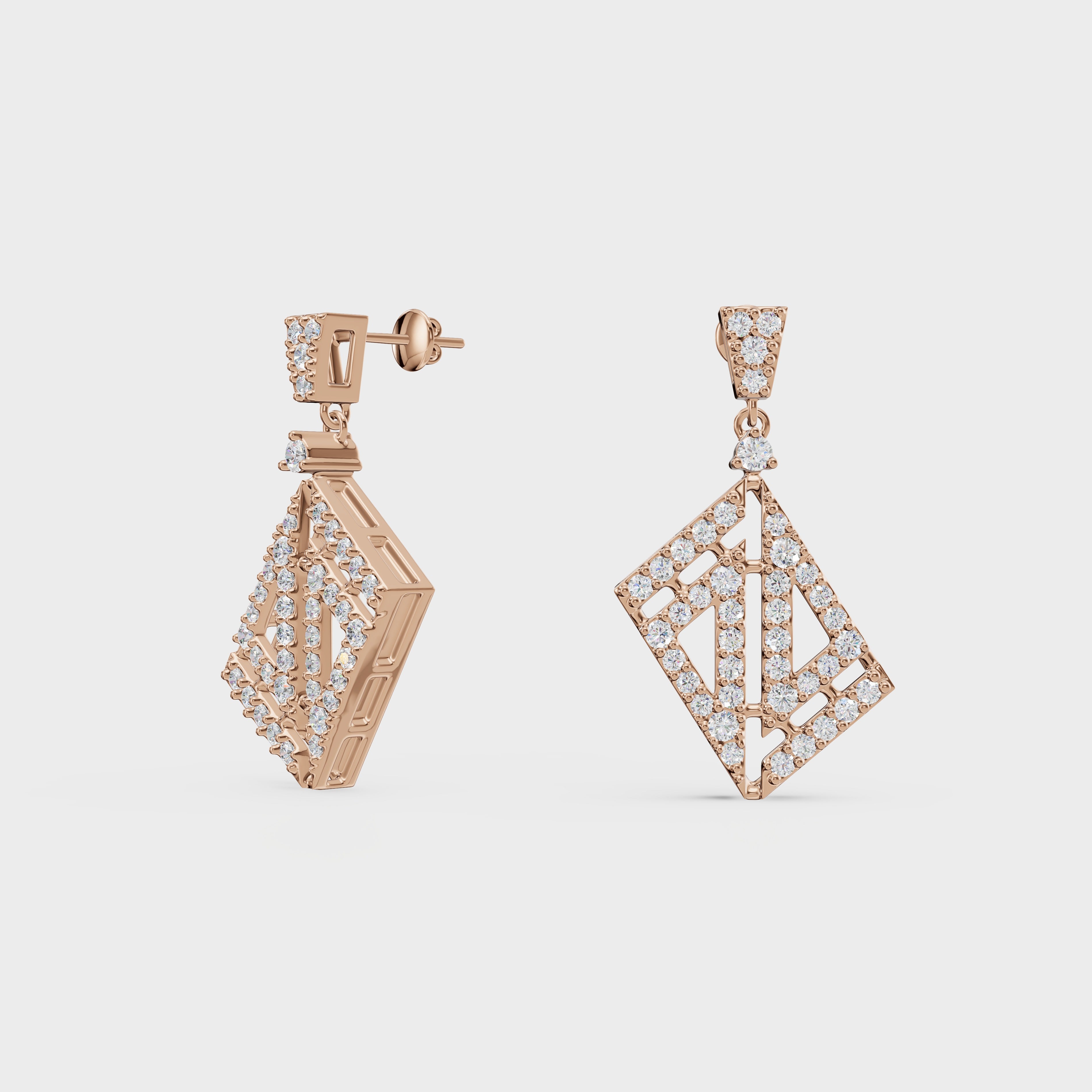 Geometric Drop Diamond Earrings