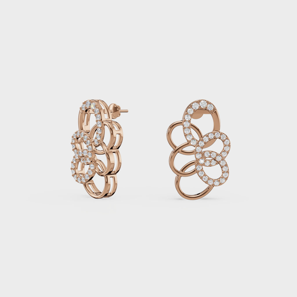 Flowing Petal Diamond Studs