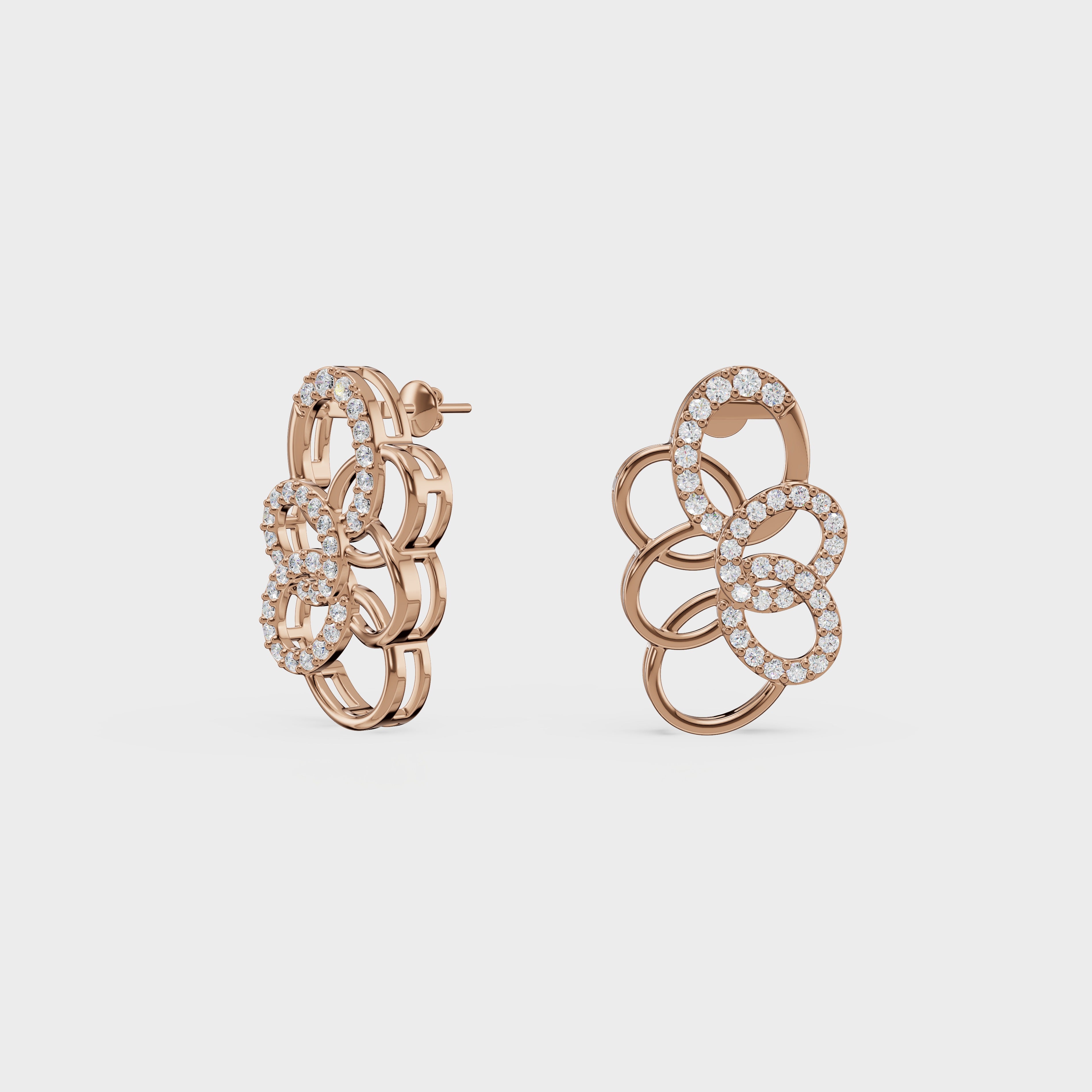Flowing Petal Diamond Studs