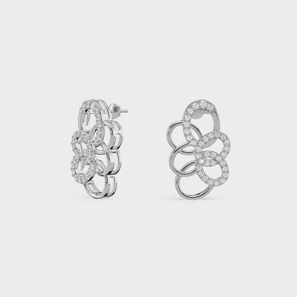 Flowing Petal Diamond Studs