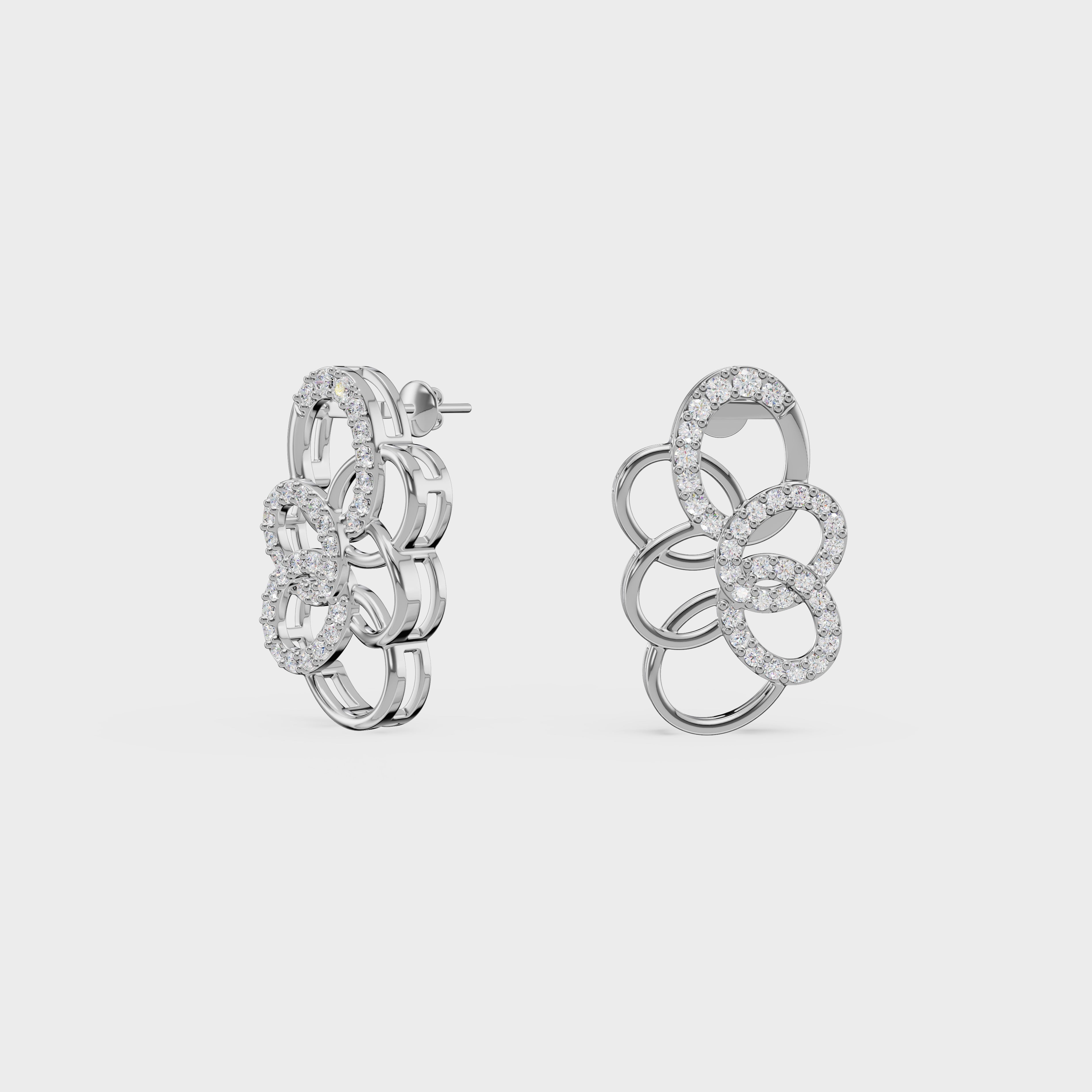 Flowing Petal Diamond Studs