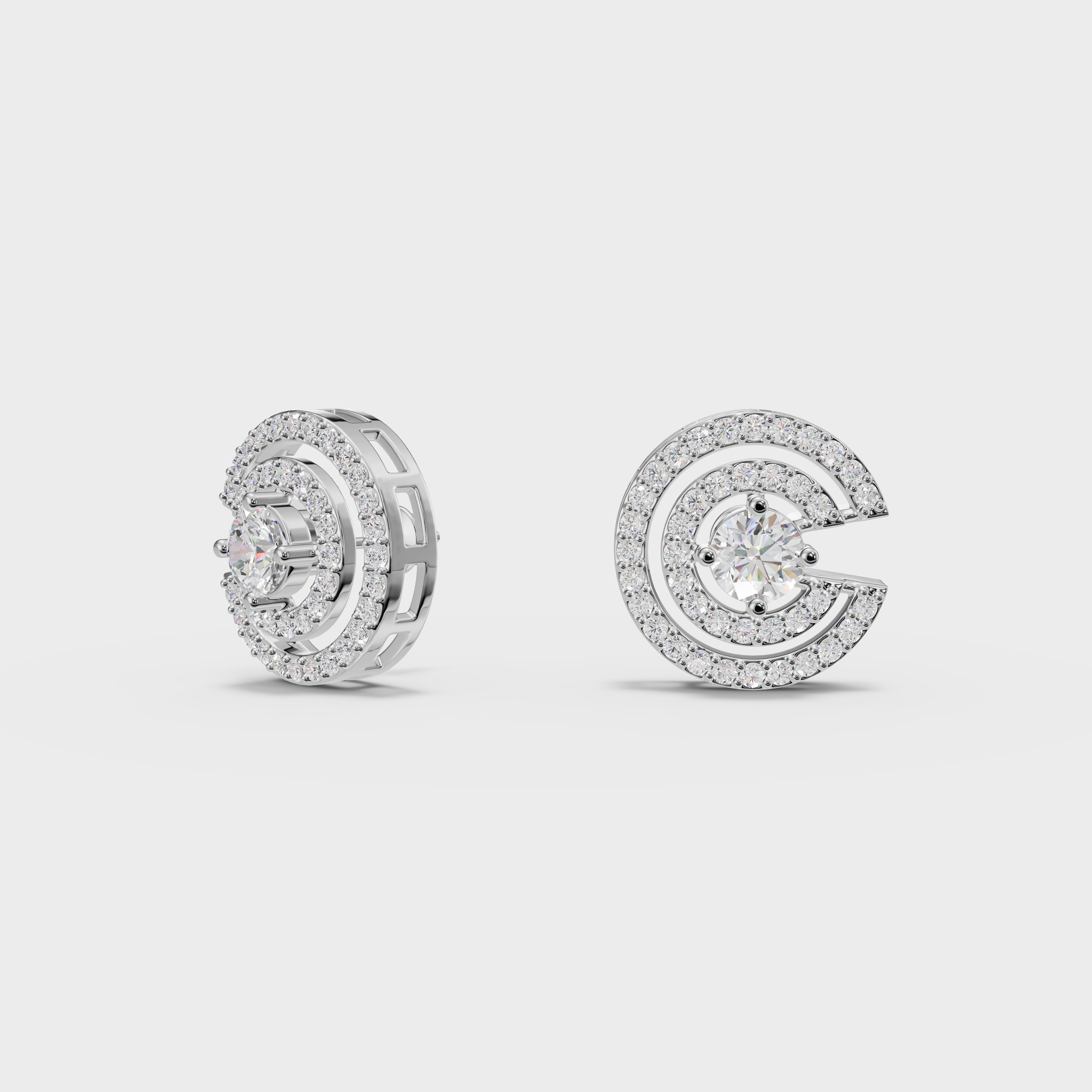Spiral Sparkle Diamond Stud Earring