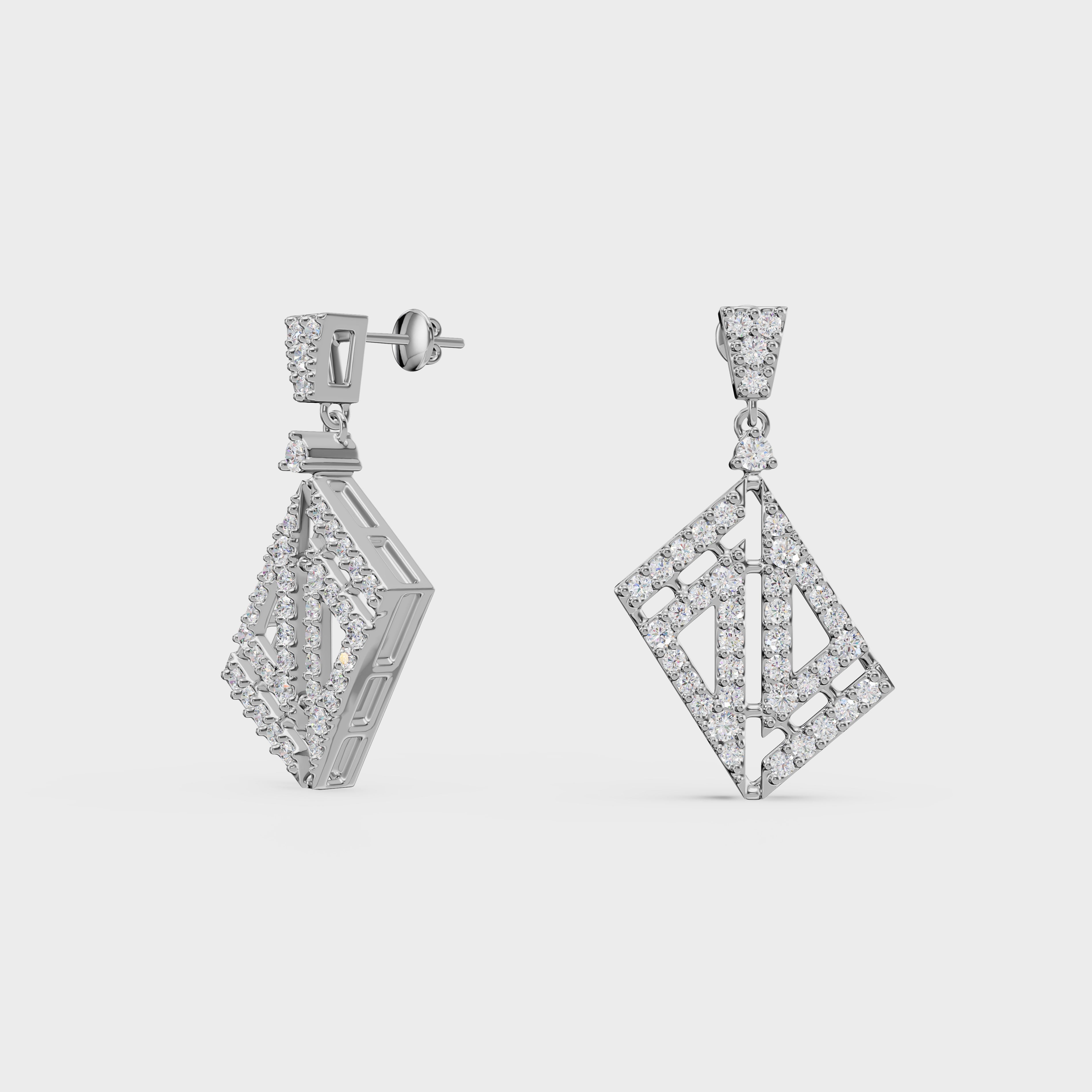 Geometric Drop Diamond Earrings
