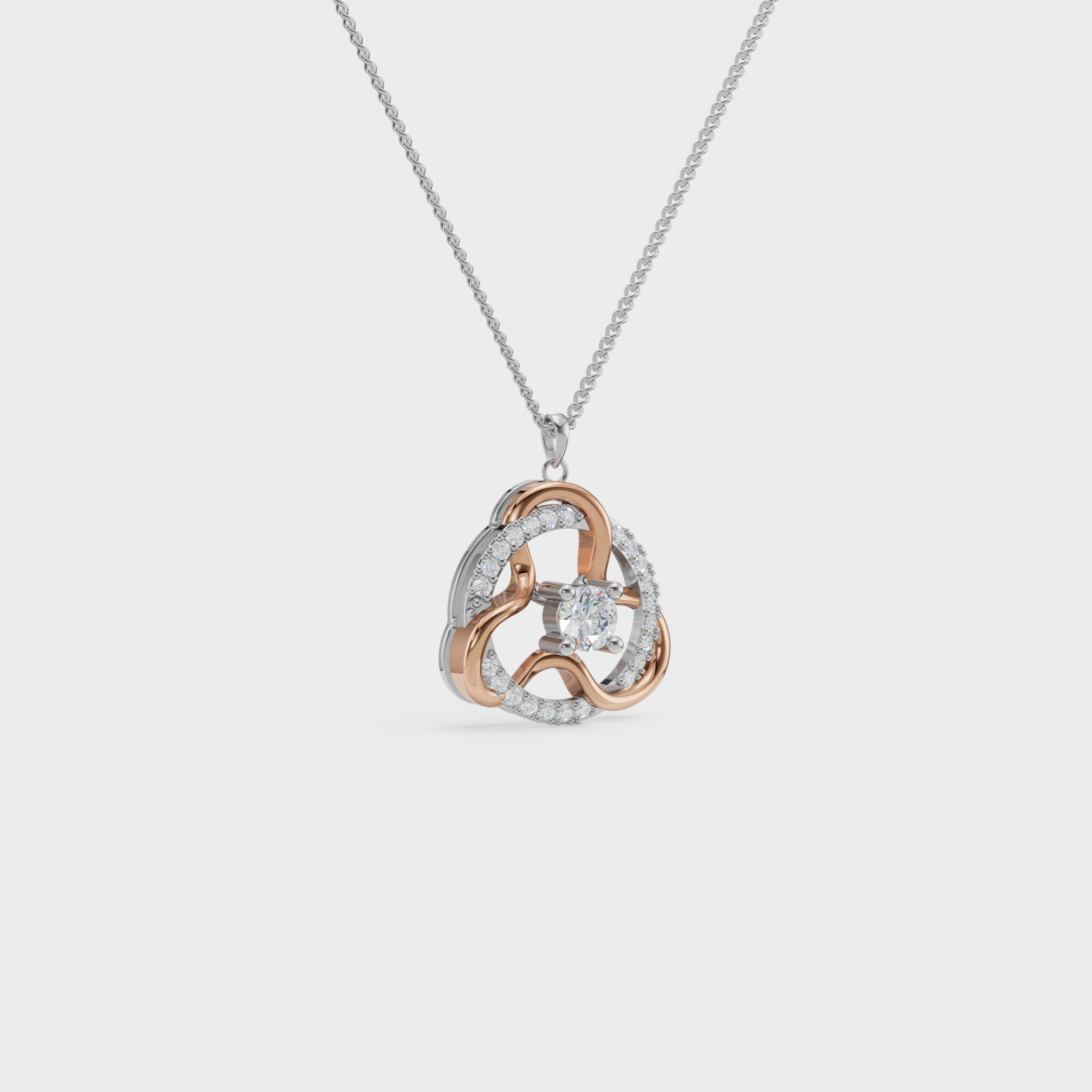 Trefoil Round Diamond Pendant