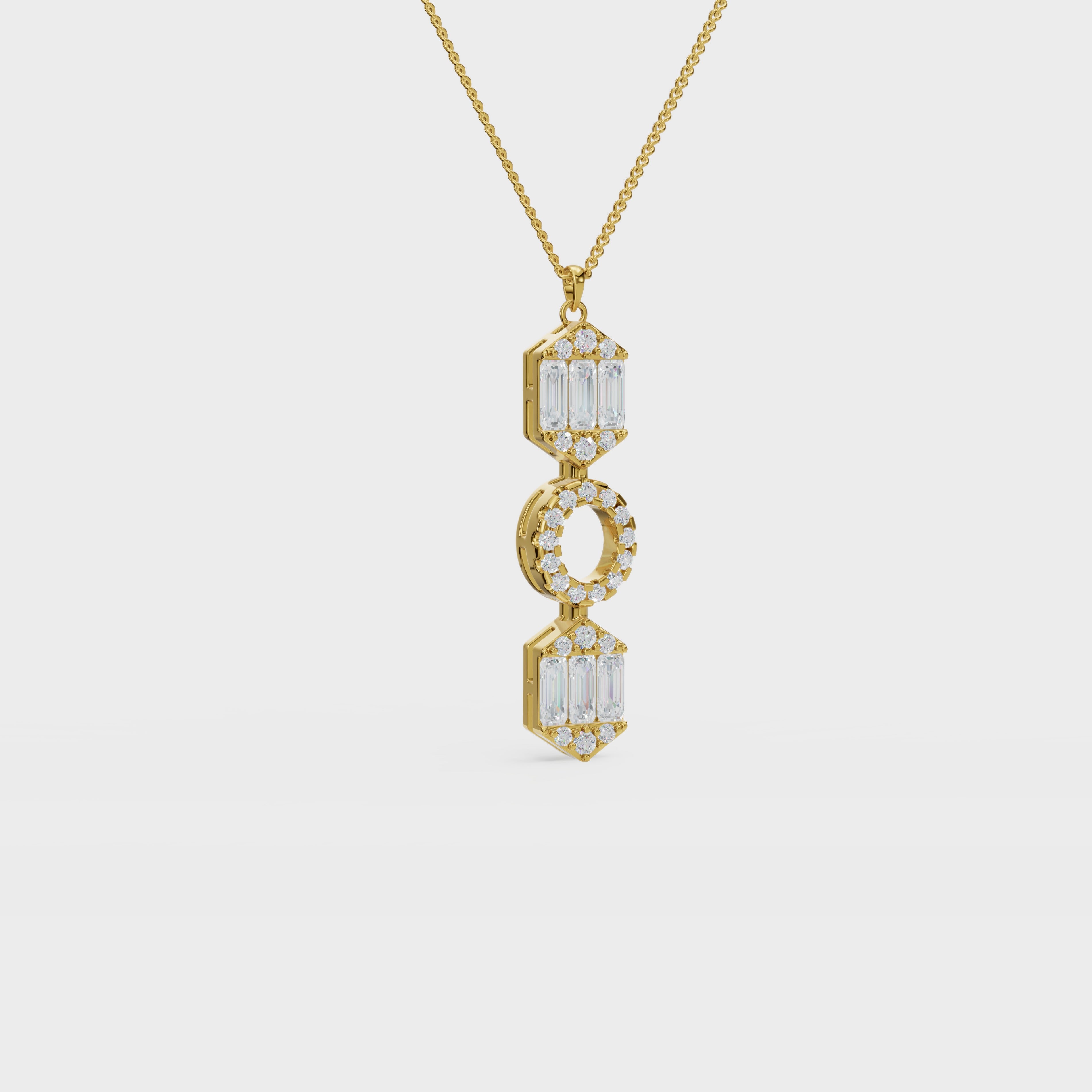 Art Deco Baguette and Round Diamond Pendant