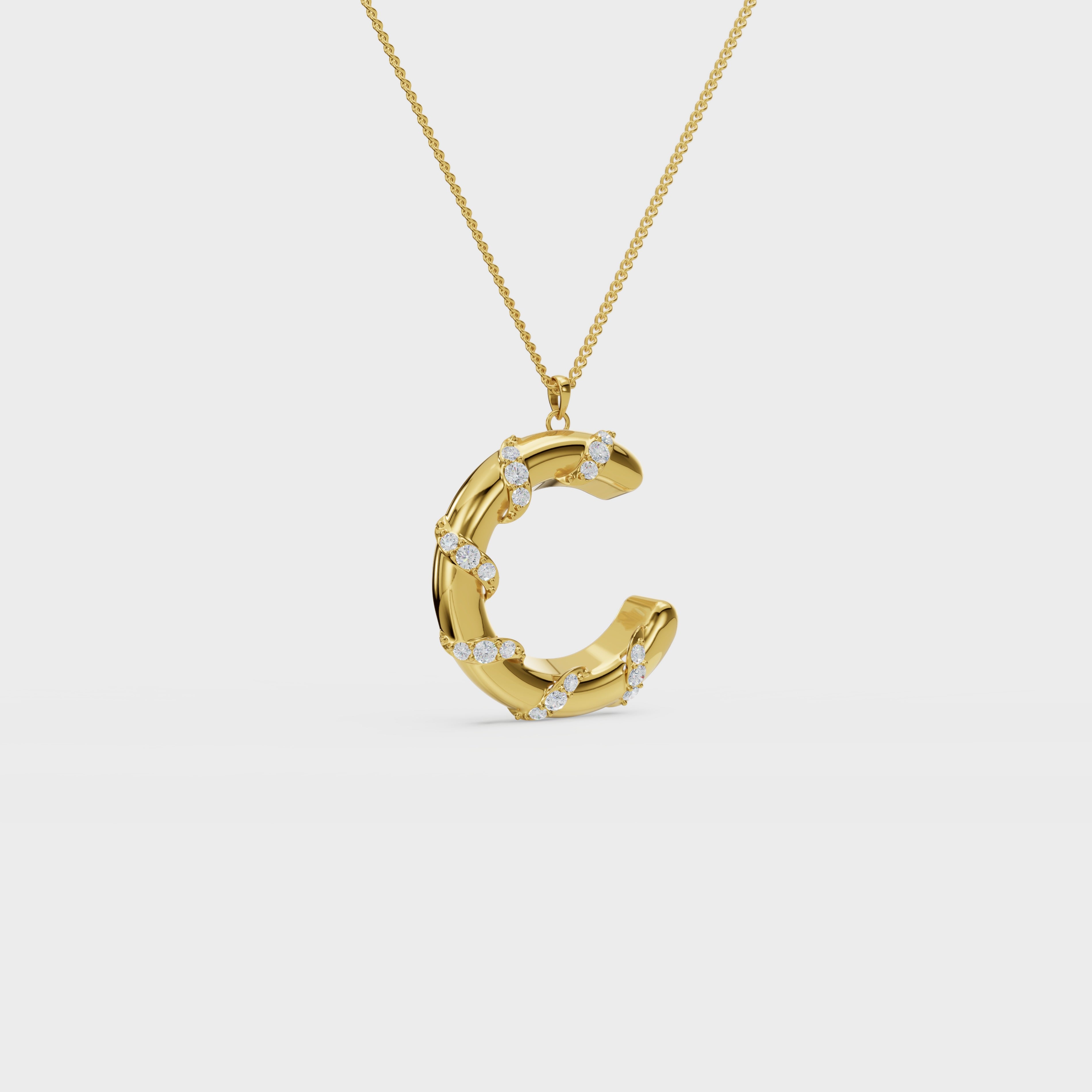 Monogram C diamond swirl pendant
