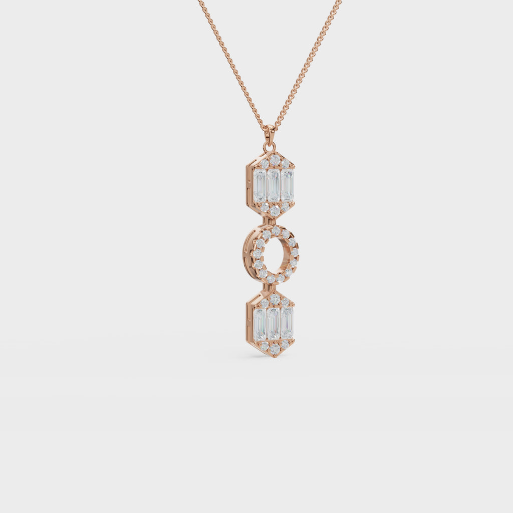 Art Deco Baguette and Round Diamond Pendant