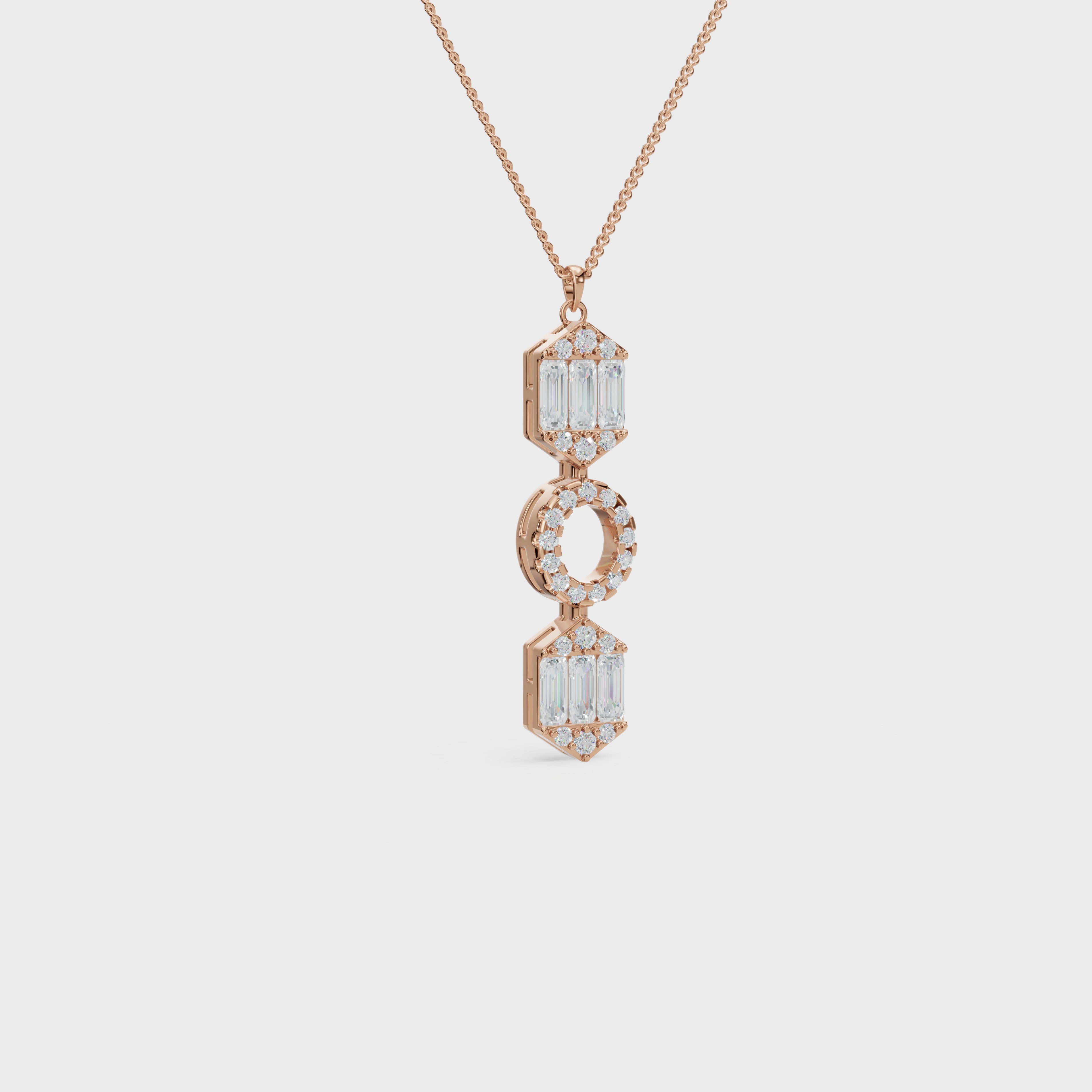 Art Deco Baguette and Round Diamond Pendant
