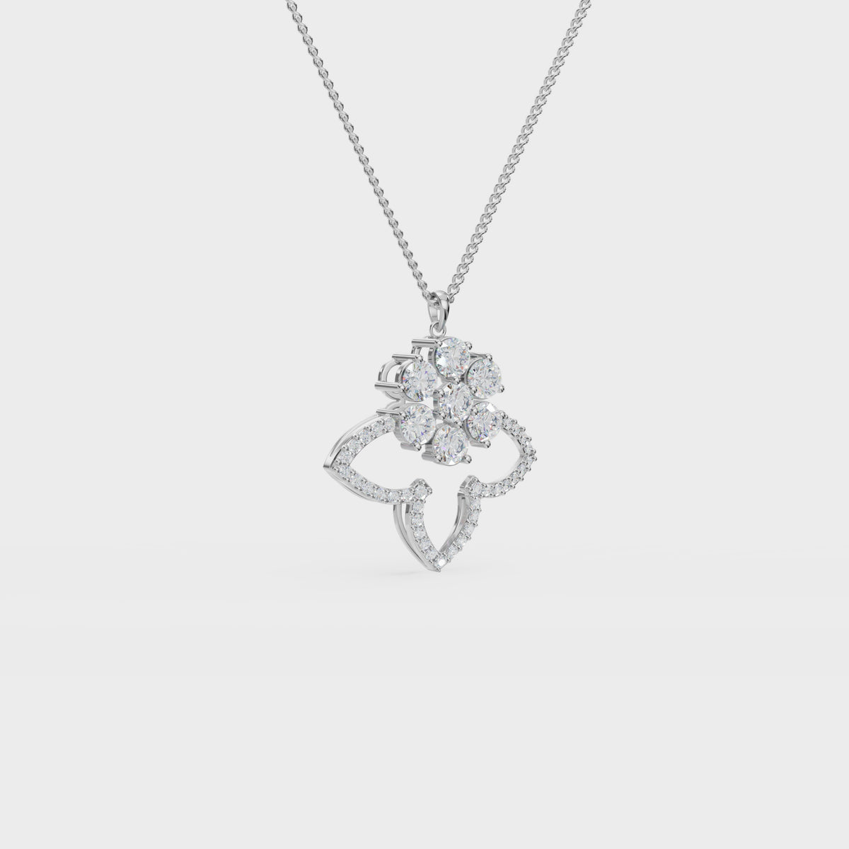 Three Petals Cluster Diamond Floral Pendant