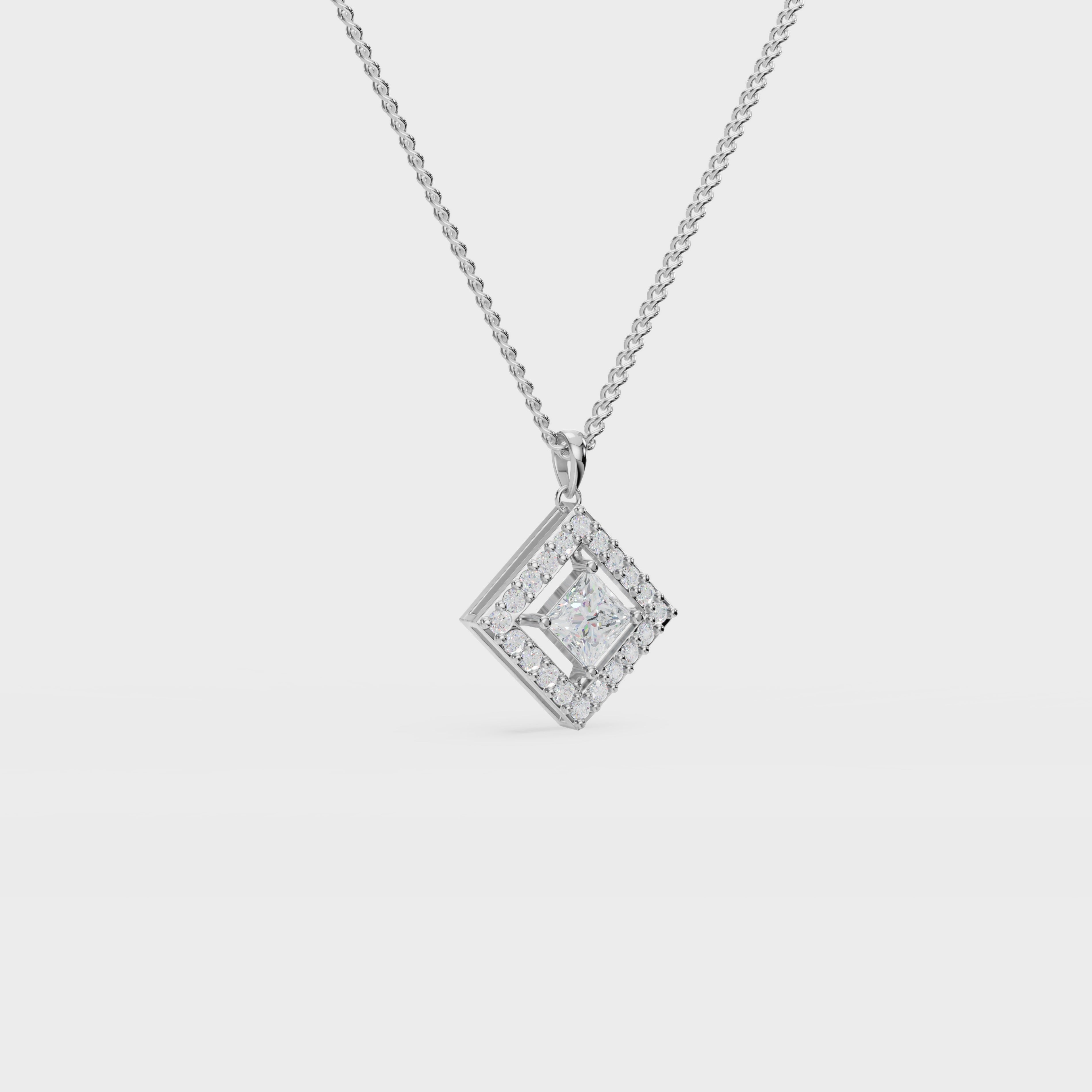 Square Halo princess diamond Pendant