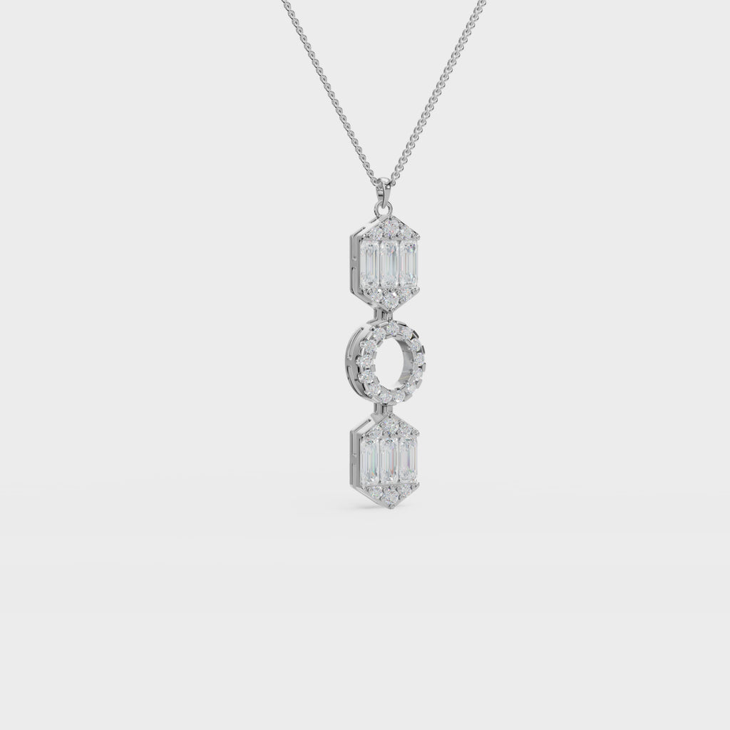 Art Deco Baguette and Round Diamond Pendant