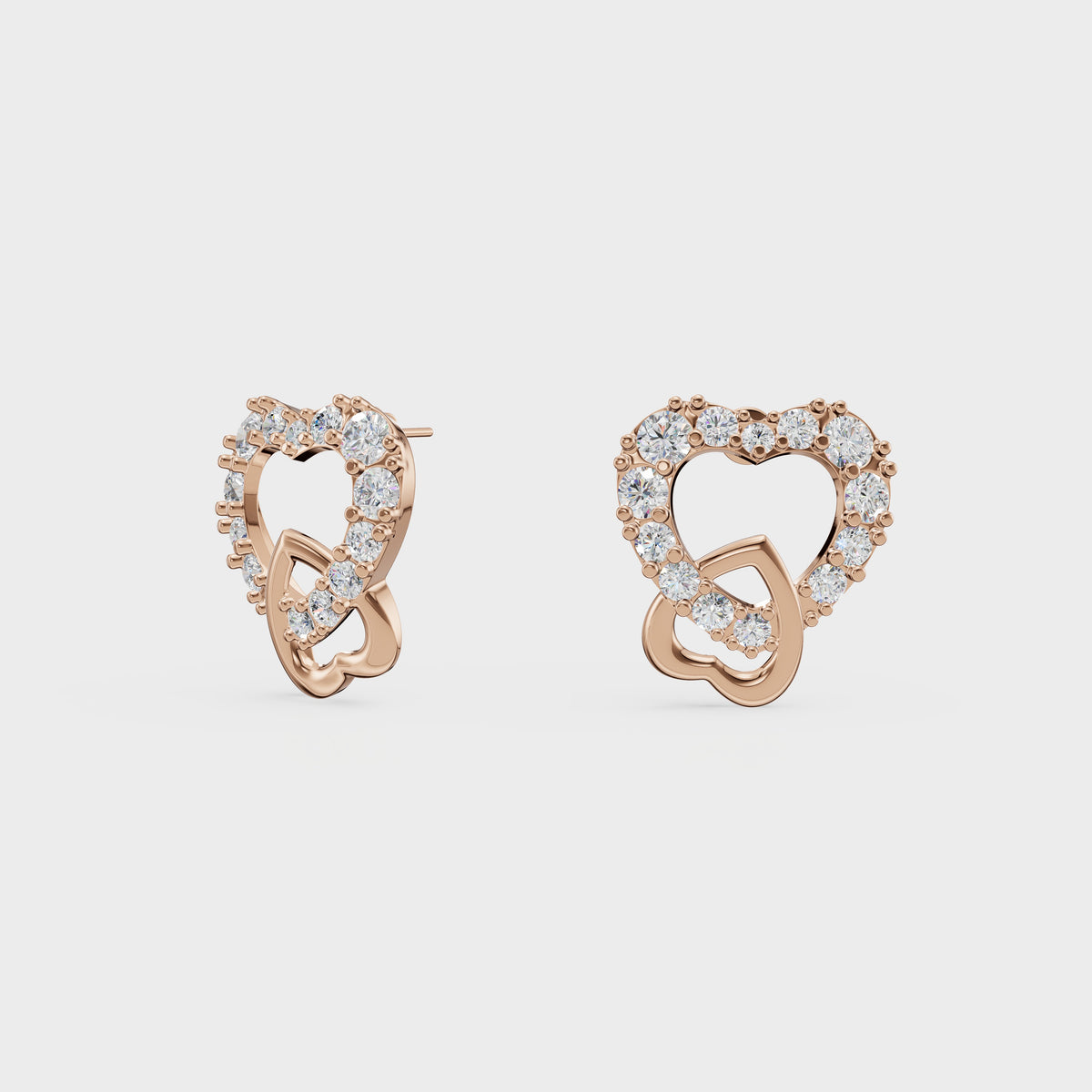 Halo Heart Dainty Diamond Studs