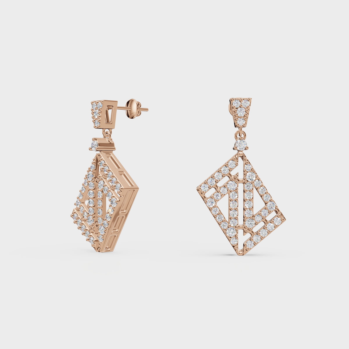 Geometric Drop Diamond Earrings