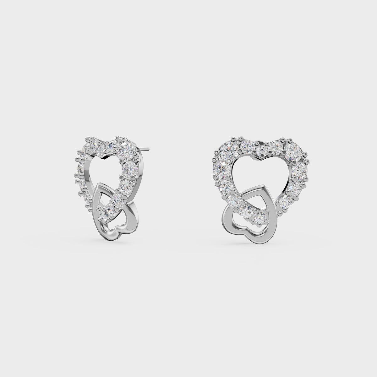 Halo Heart Dainty Diamond Studs