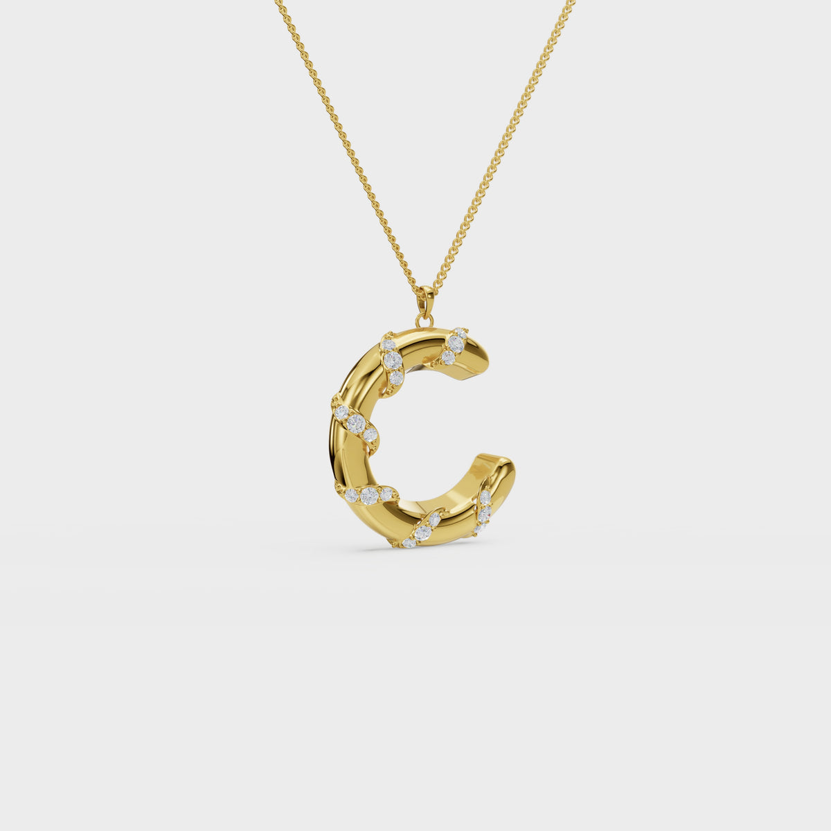 Monogram C diamond swirl pendant