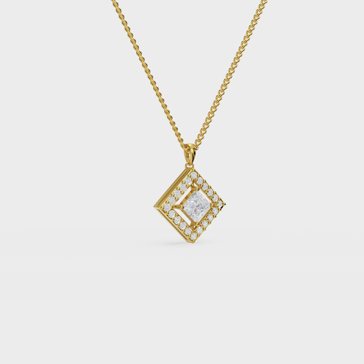 Square Halo princess diamond Pendant