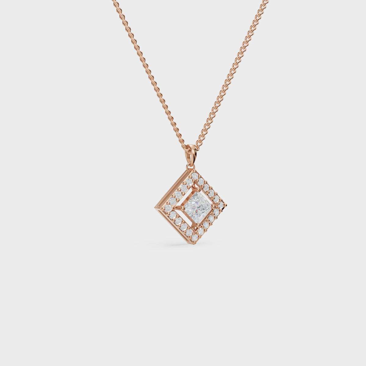 Square Halo princess diamond Pendant