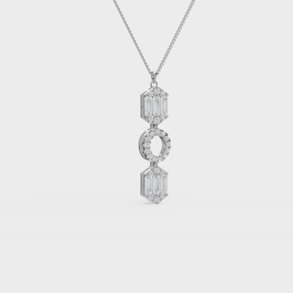 Art Deco Baguette and Round Diamond Pendant