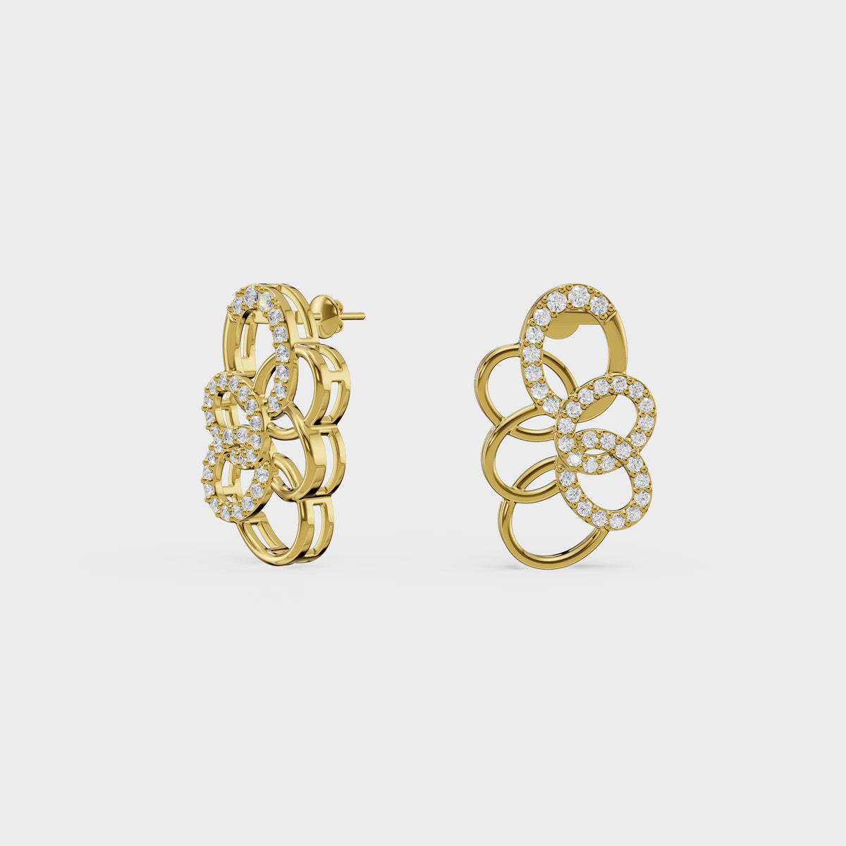 Flowing Petal Diamond Studs