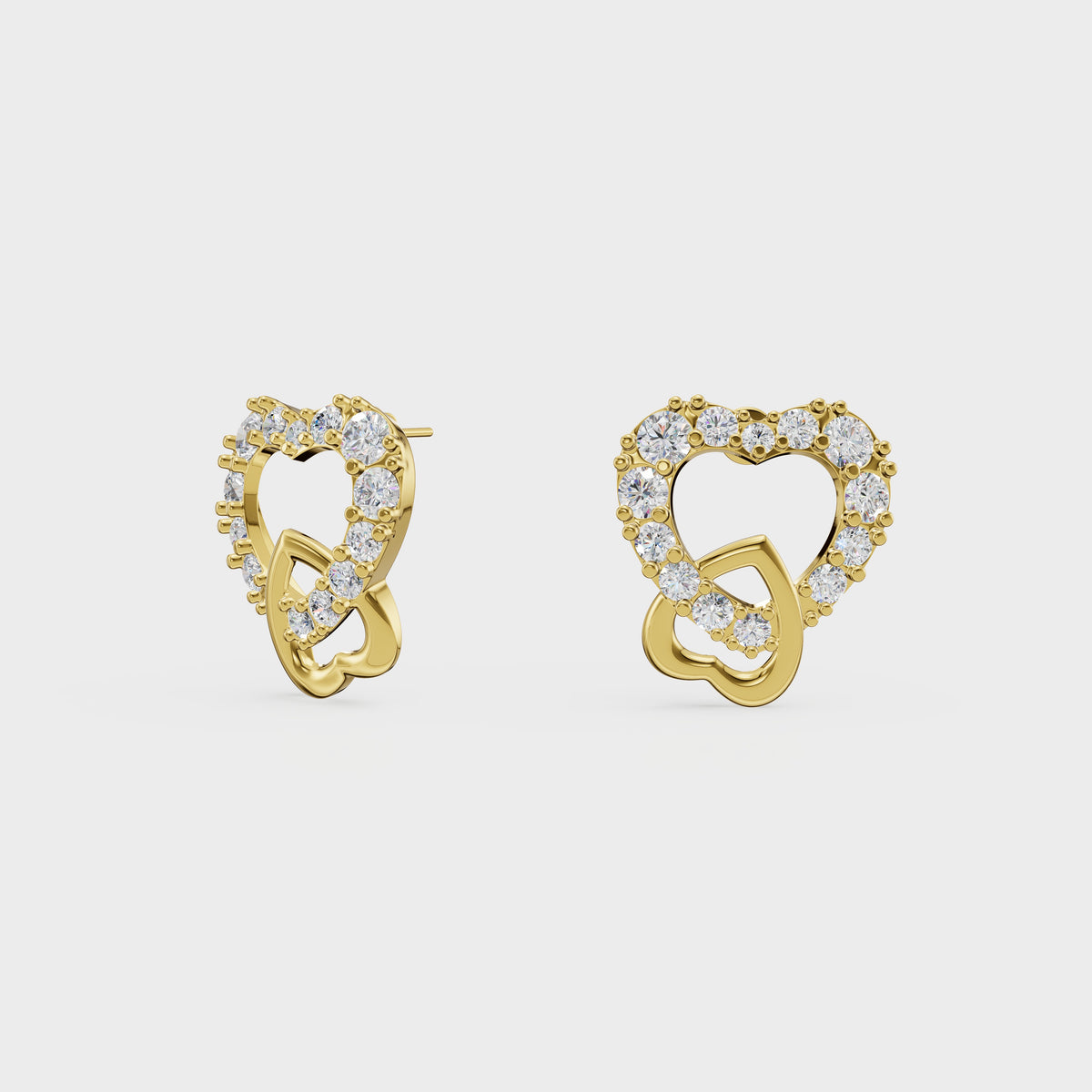 Halo Heart Dainty Diamond Studs