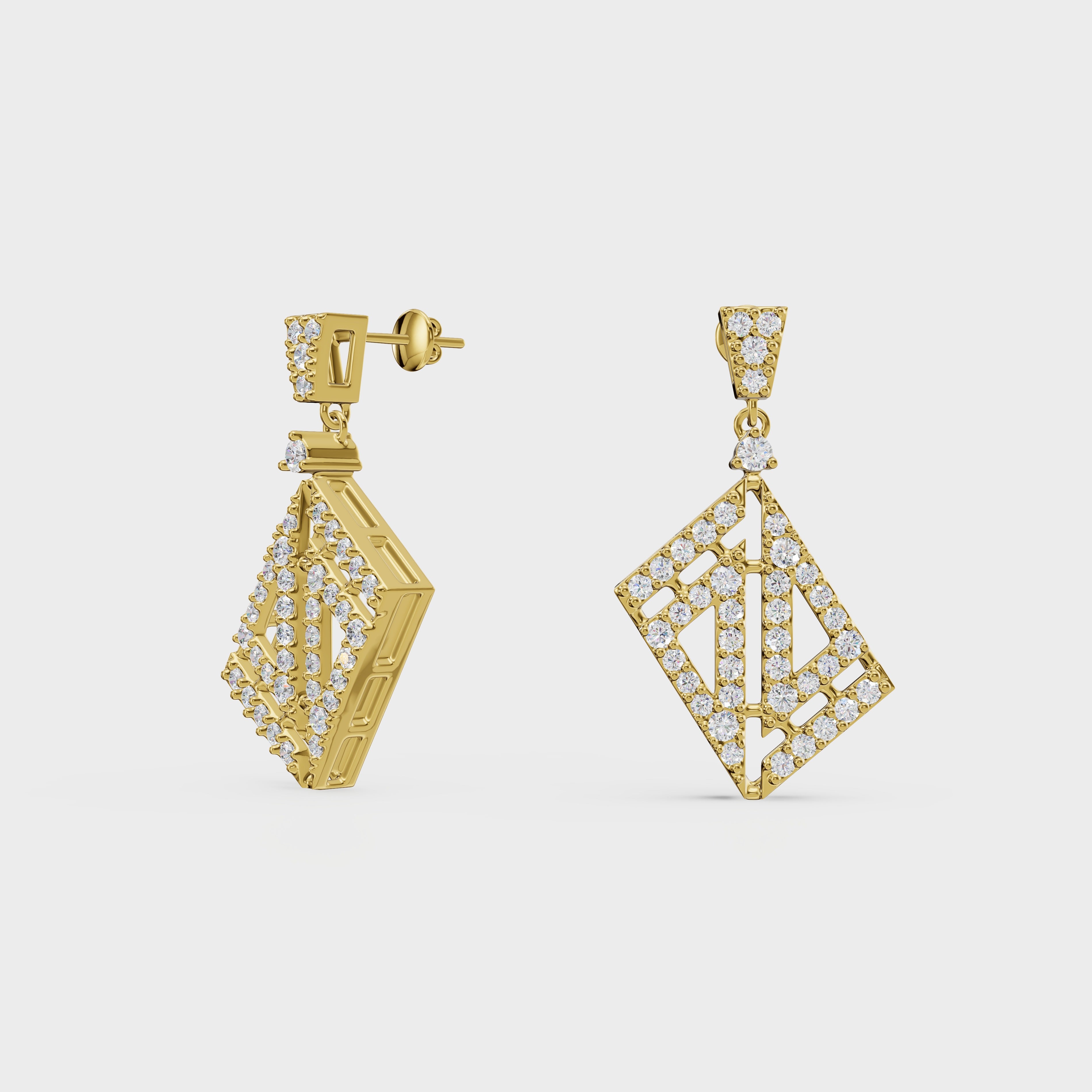 Geometric Drop Diamond Earrings