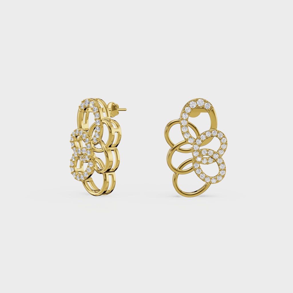 Flowing Petal Diamond Studs