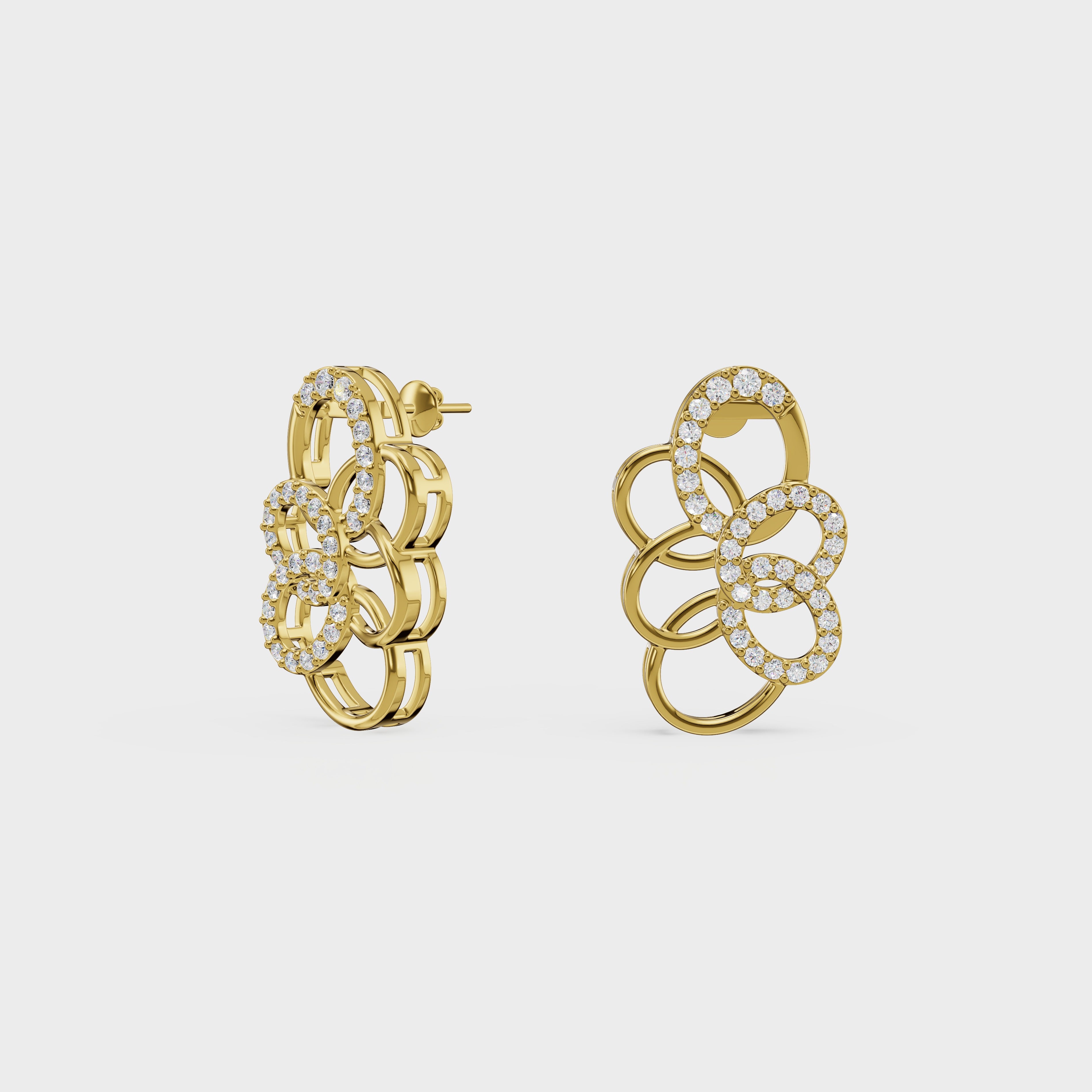 Flowing Petal Diamond Studs