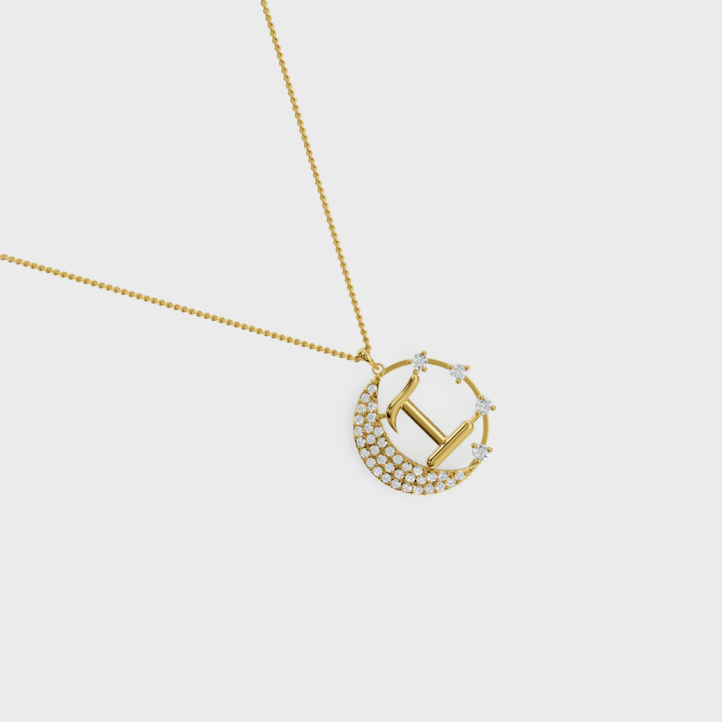 Crescent I Intial Pendant