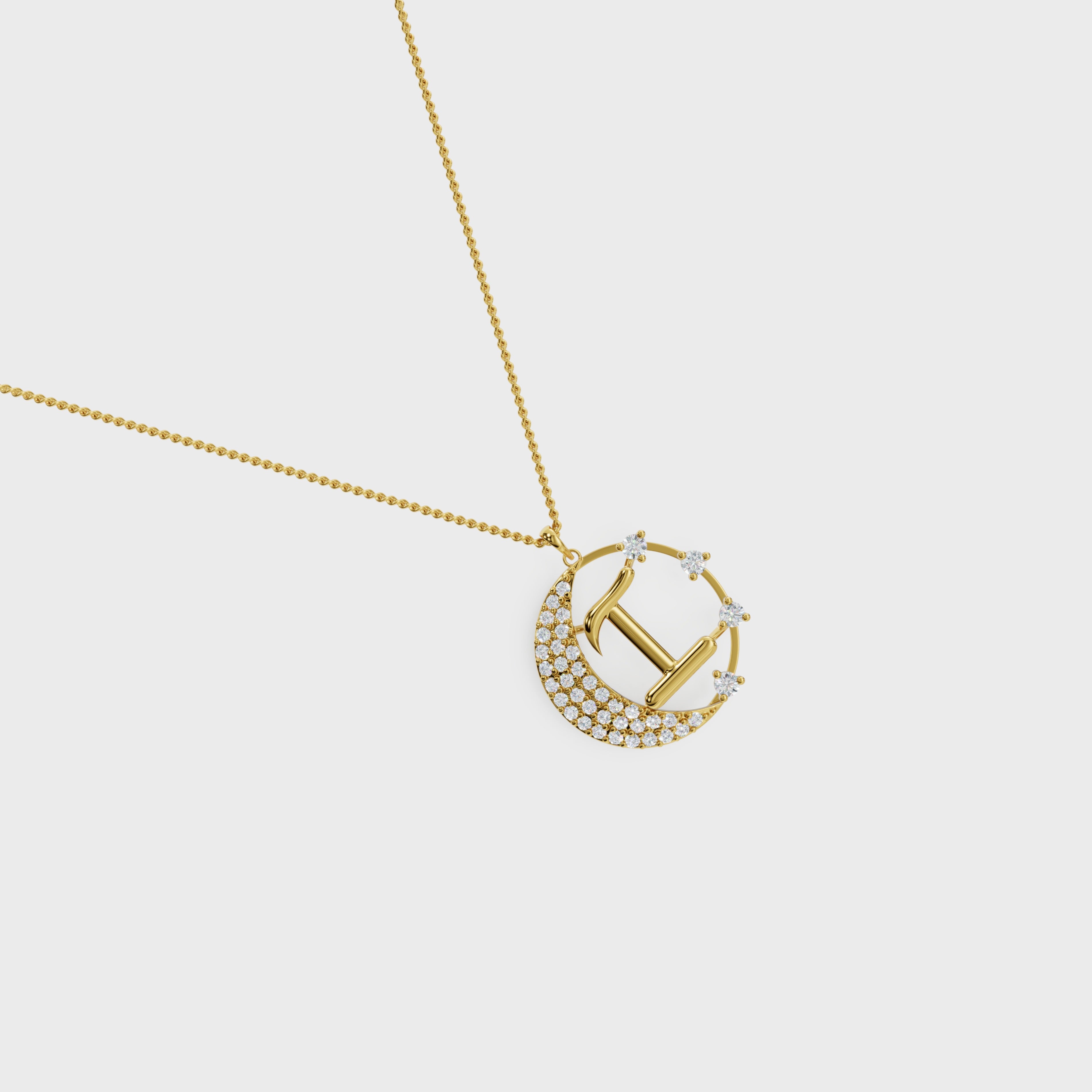 Crescent I Intial Pendant
