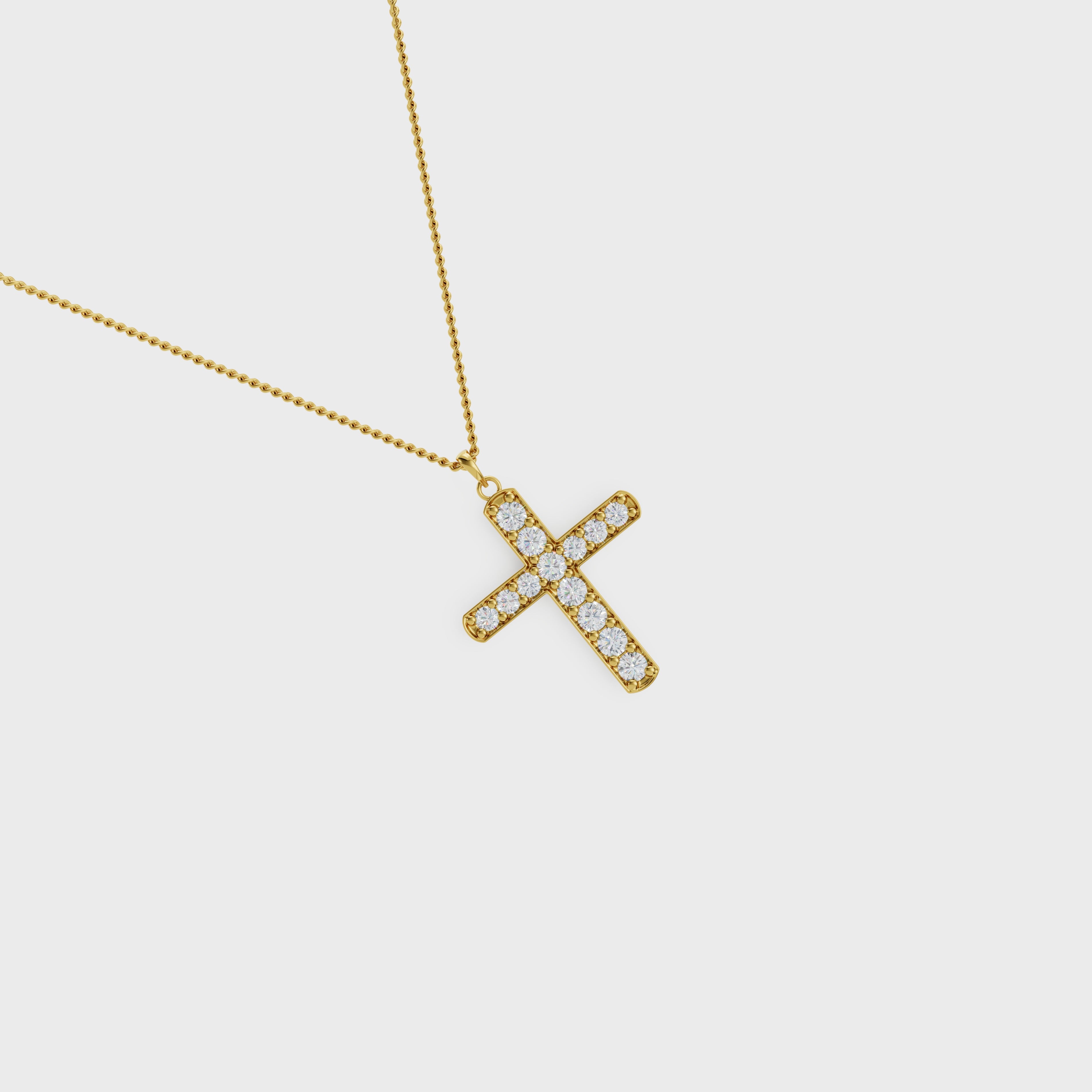 Christian Cross Round Diamond Pendant