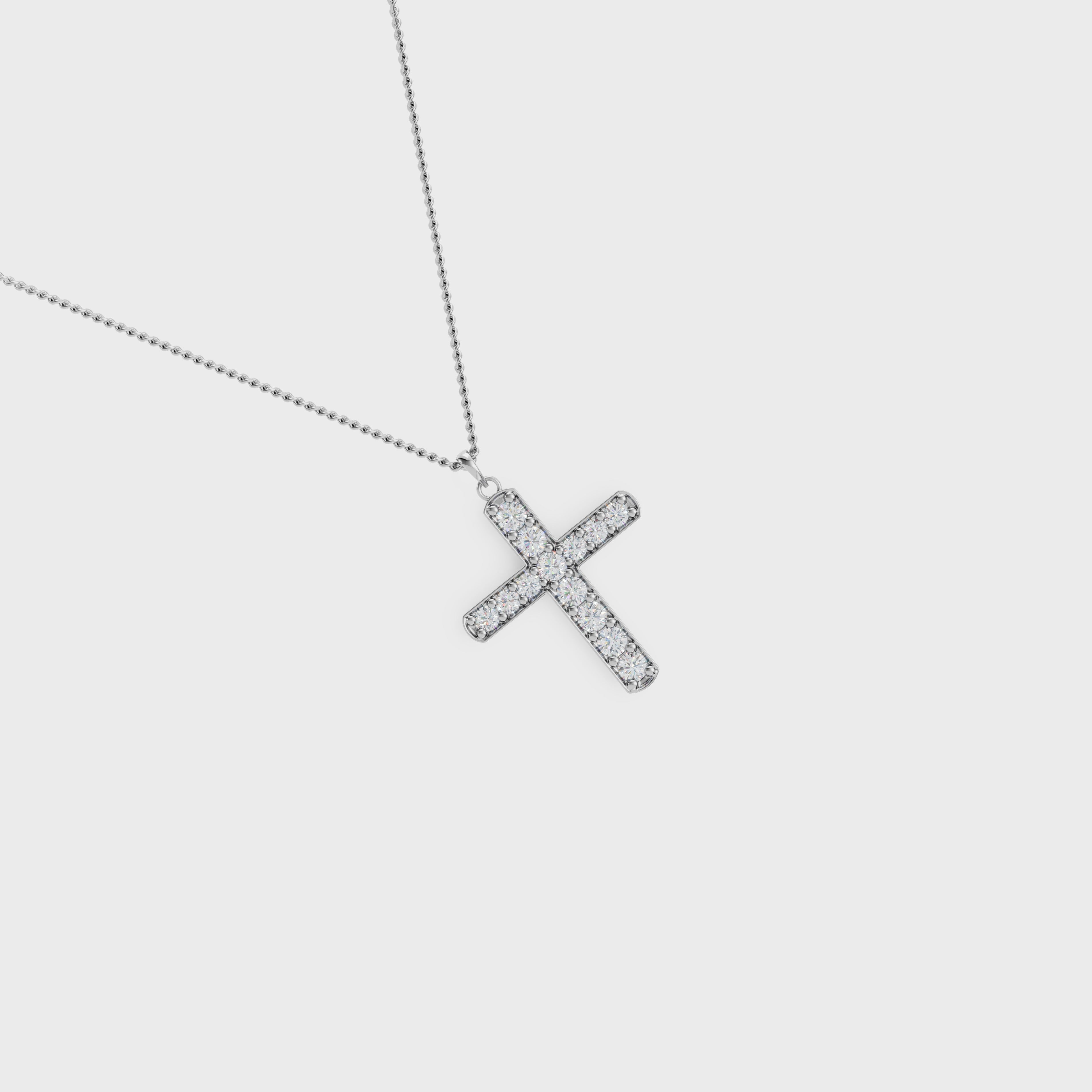 Christian Cross Round Diamond Pendant