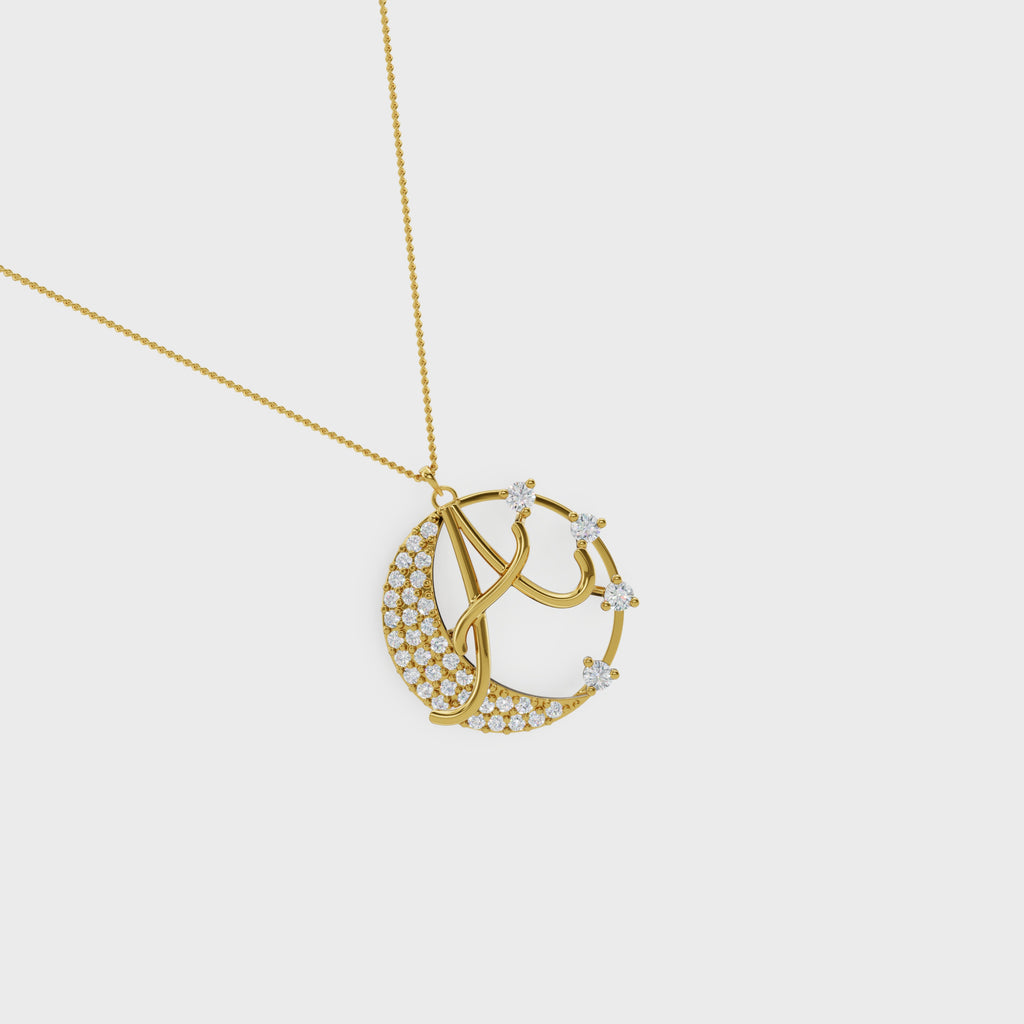 Crescent A Intial Pendant