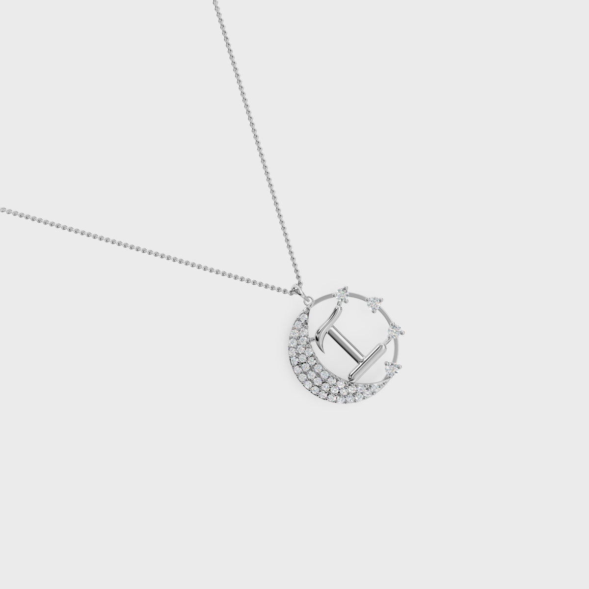 Crescent I Intial Pendant