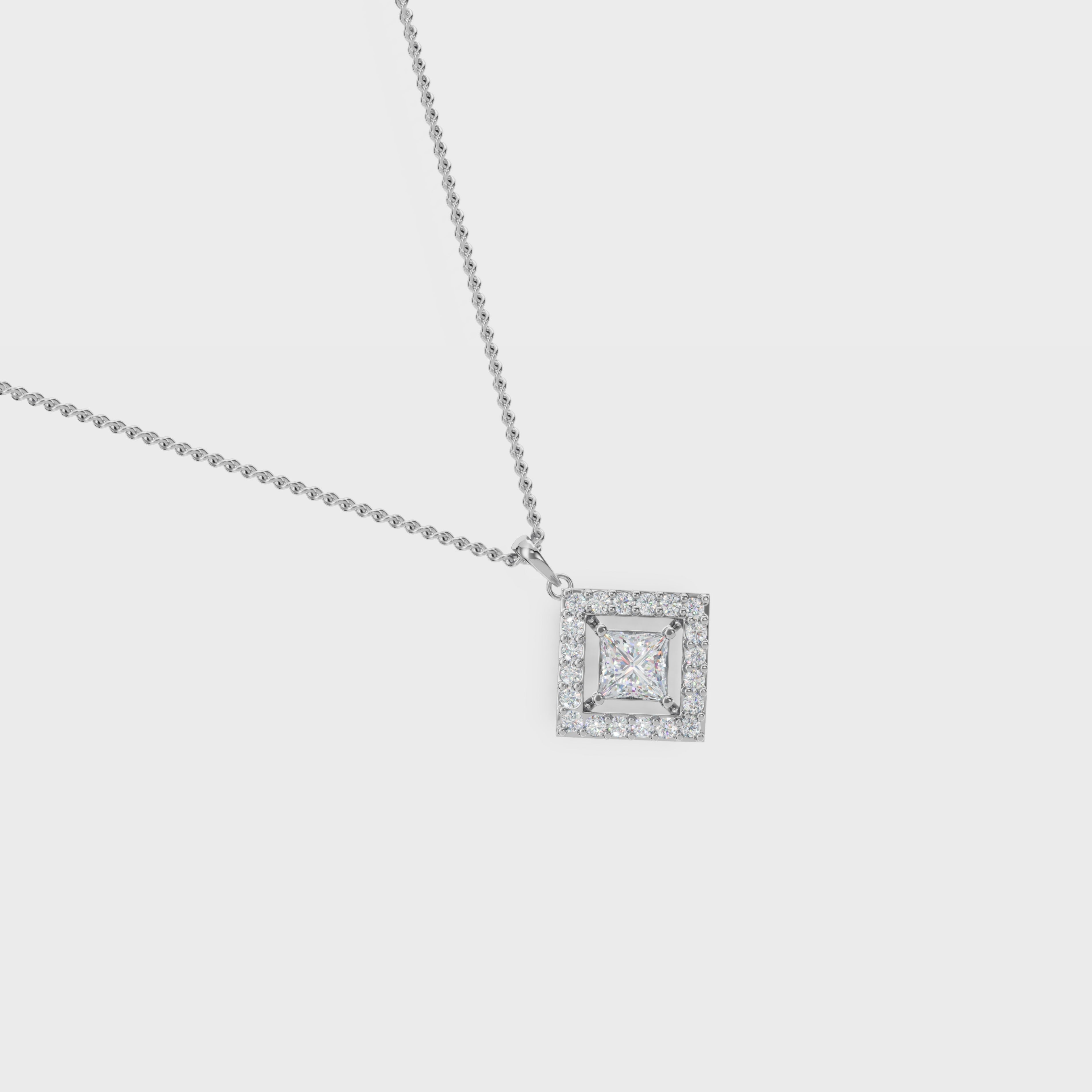 Square Halo princess diamond Pendant