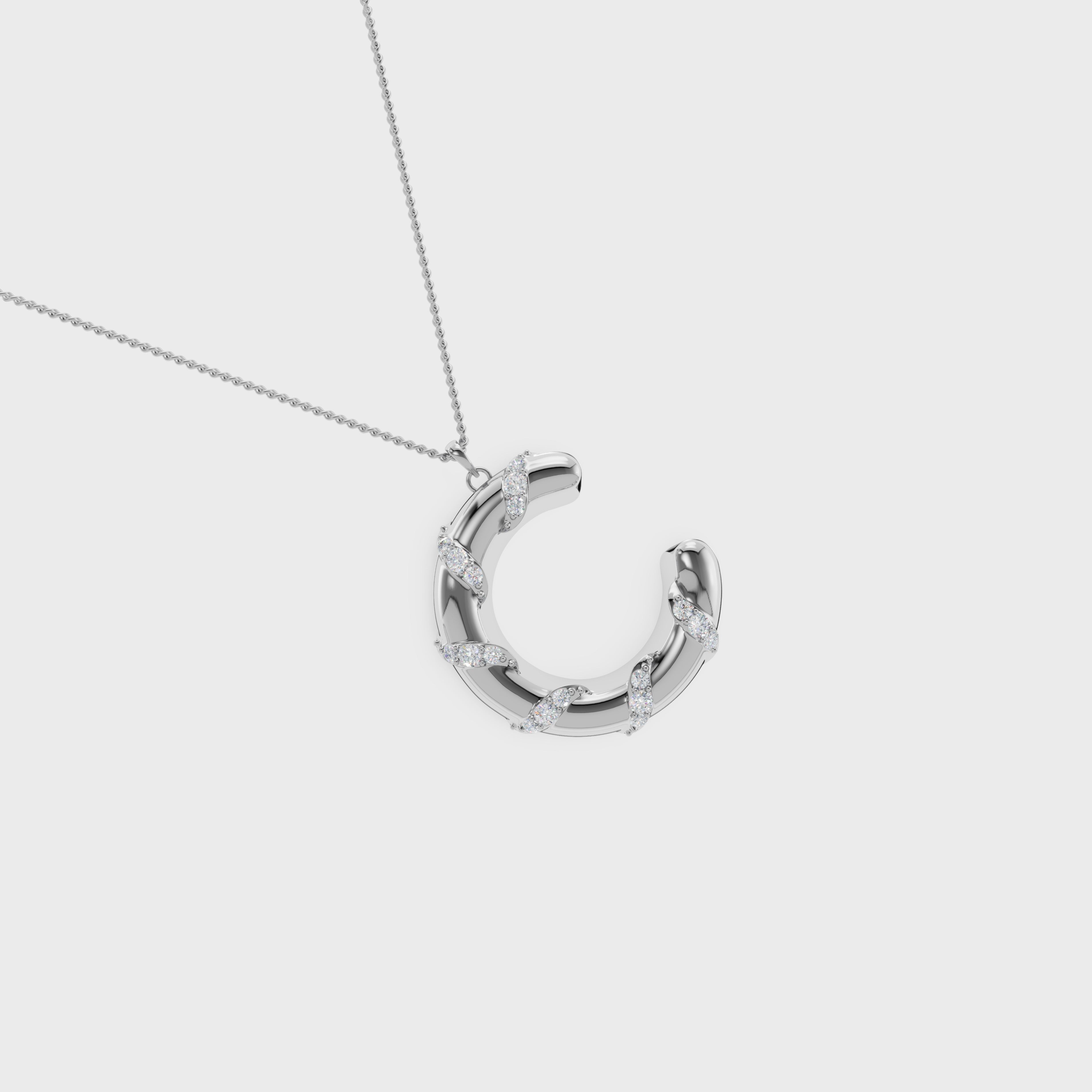 Monogram C diamond swirl pendant