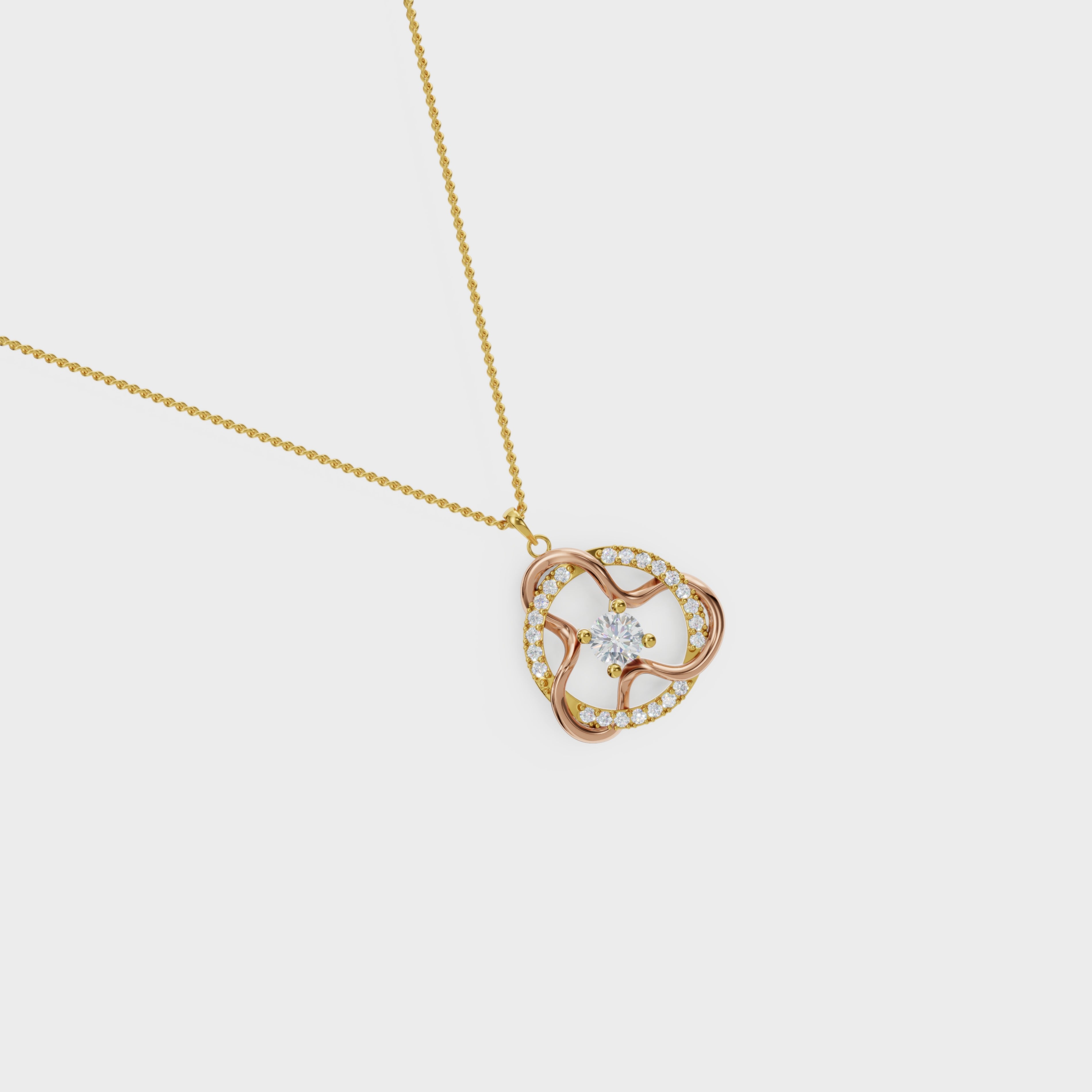 Trefoil Round Diamond Pendant