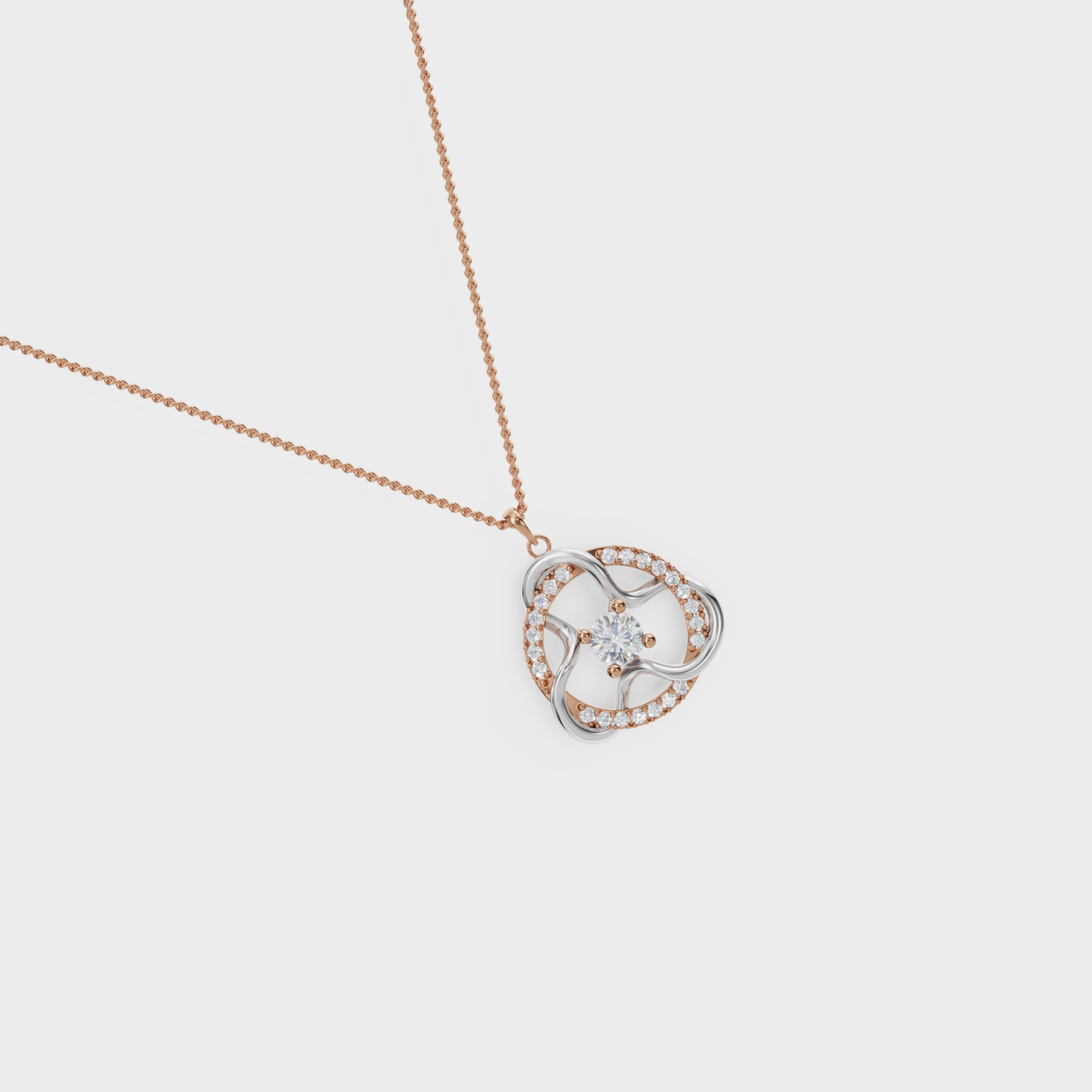 Trefoil Round Diamond Pendant